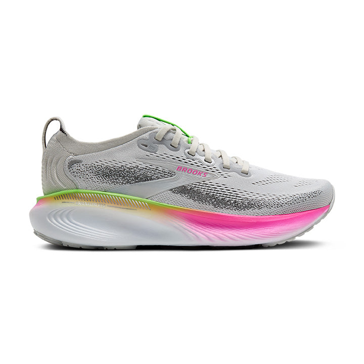 BROOKS WOMEN'S ADRENALINE GTS 25 - B - OYSTER/PINK/GREEN 5.0