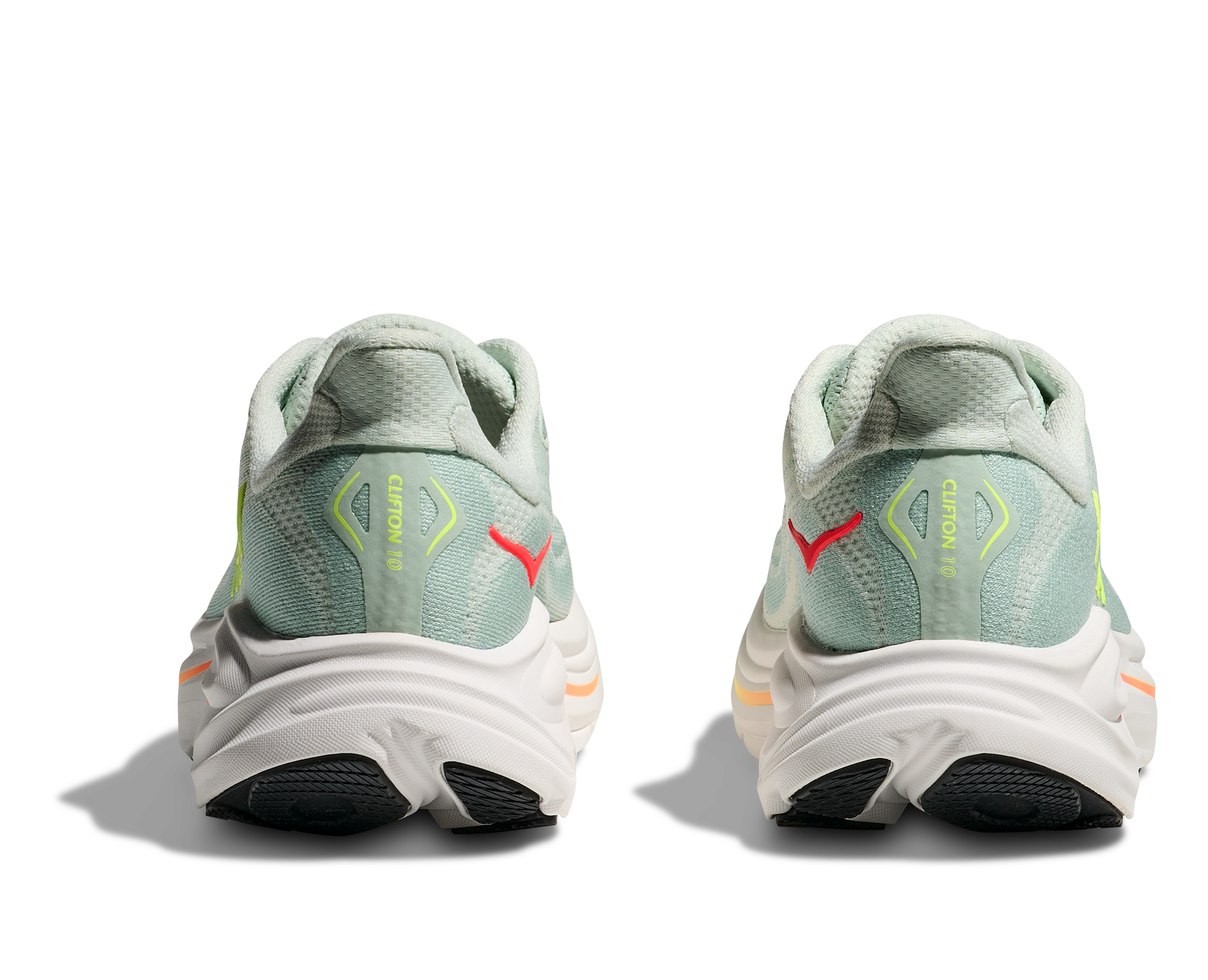 HOKA WOMEN'S CLIFTON 10 - B - SEA GLASS/NEON FLAME