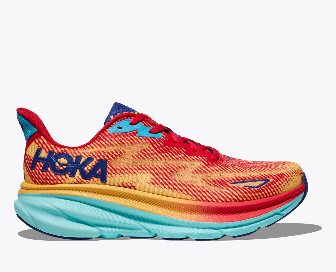 HOKA WOMEN'S CLIFTON 9 - B - CRSCL CERISE/CLOUDLESS 5.0