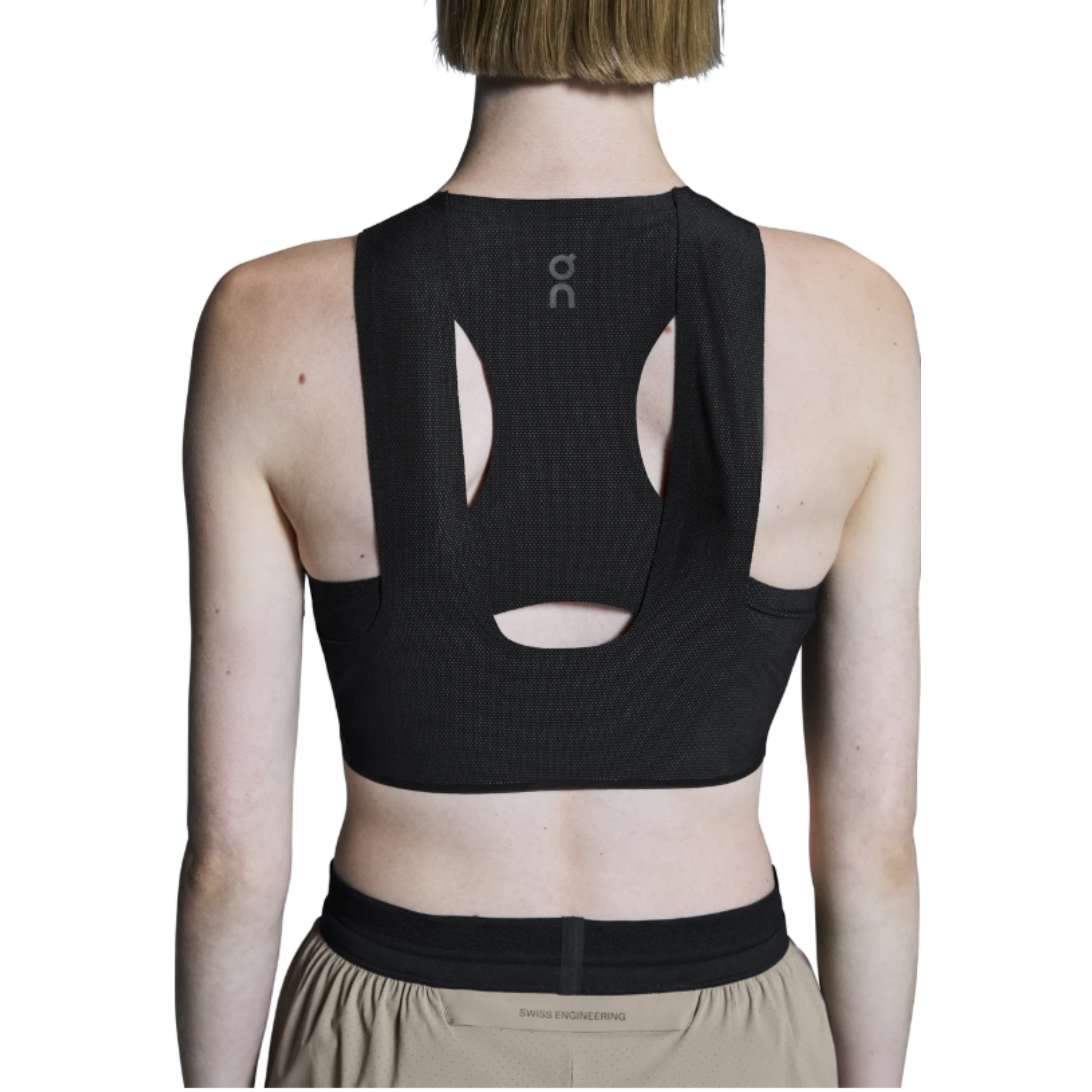 ON RUNNING WOMEN'S RACE CROP - BLACK