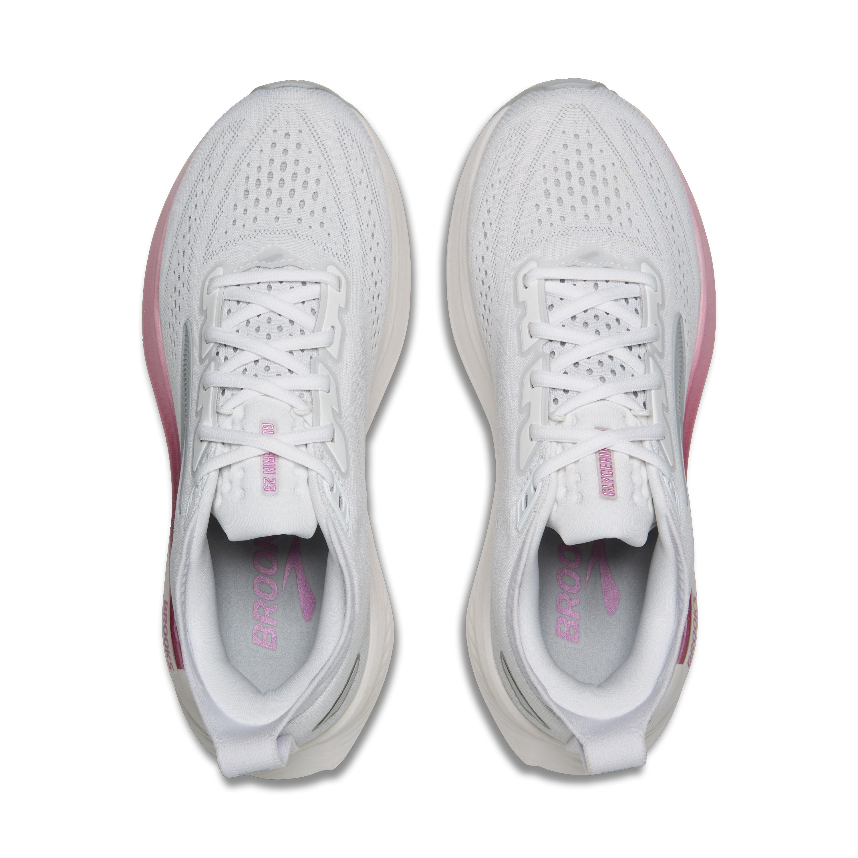 BROOKS WOMEN'S GLYCERIN 23 - B - WHITE/HARBOR MIST/METALLIC