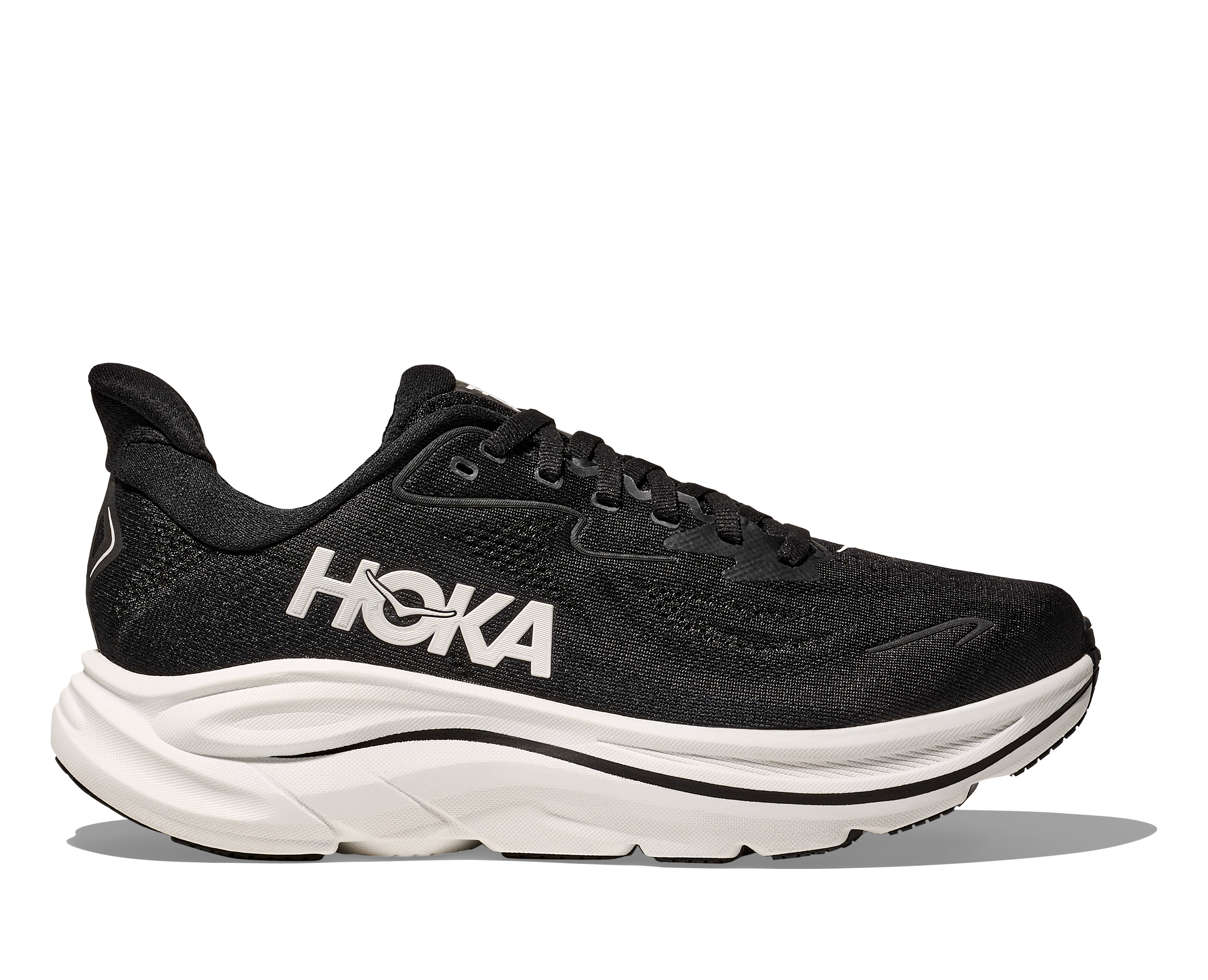 HOKA WOMEN'S CLIFTON 10 - X-WIDE 2E - BLACK/WHITE - SIZE 7.0