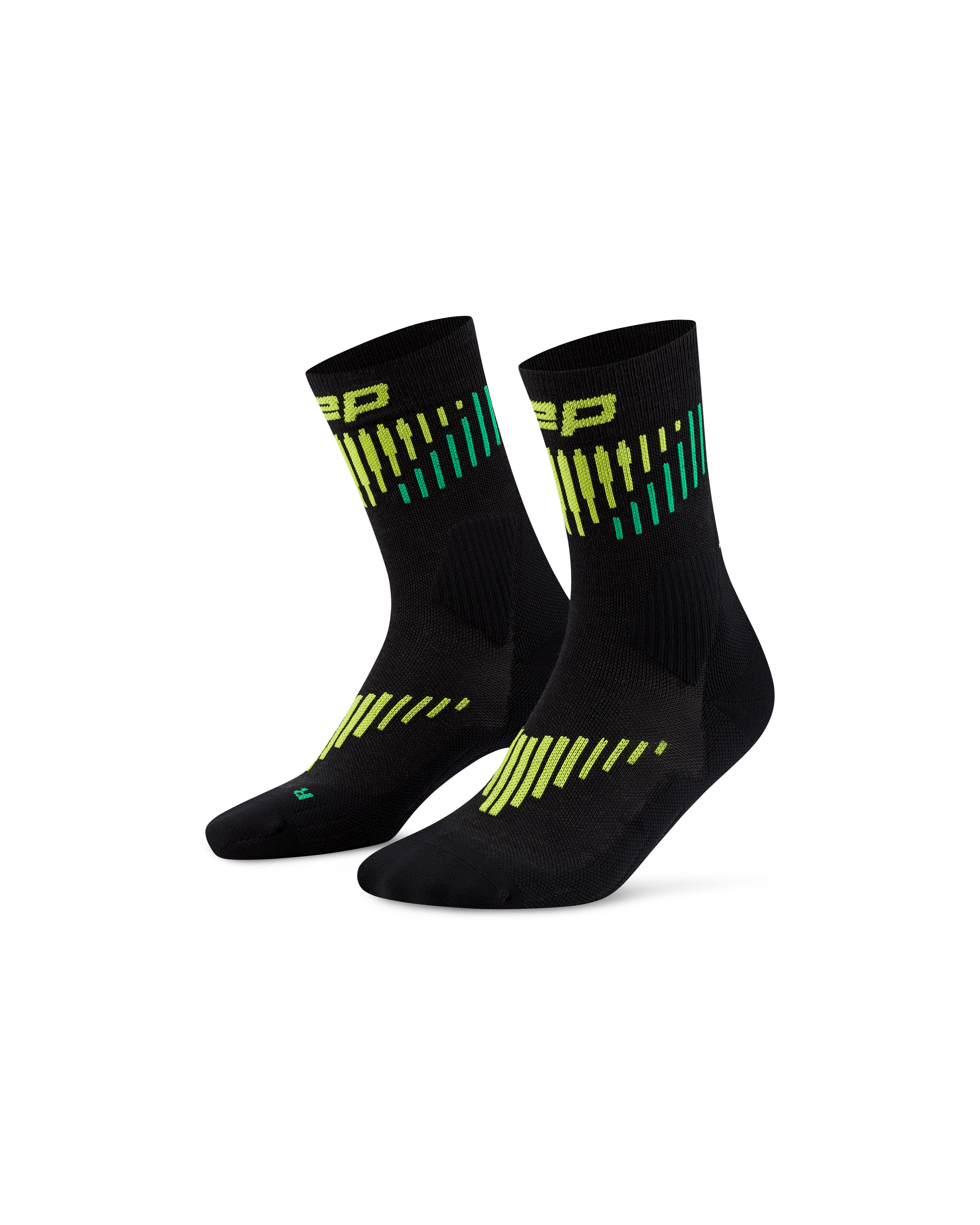 CEP CORE RUN MERINO MID CUT SOCKS 3.0 BLACK/LIME