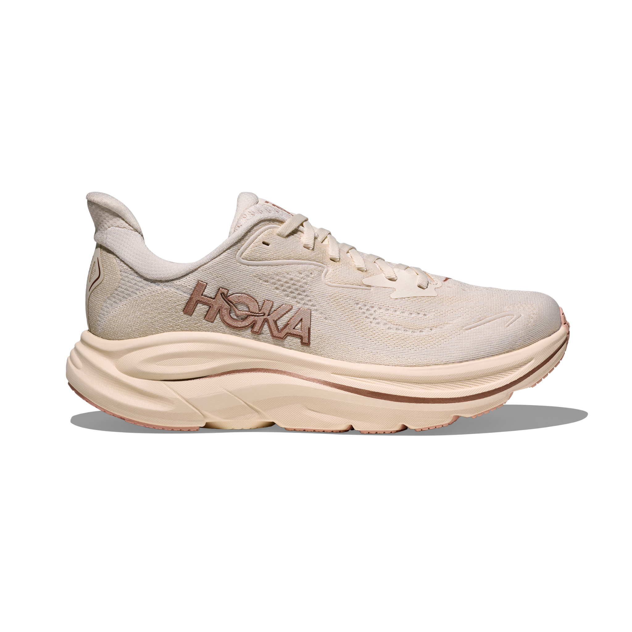 HOKA WOMEN'S CLIFTON 10 - B - ALABASTER/ROSE GOLD 5.0