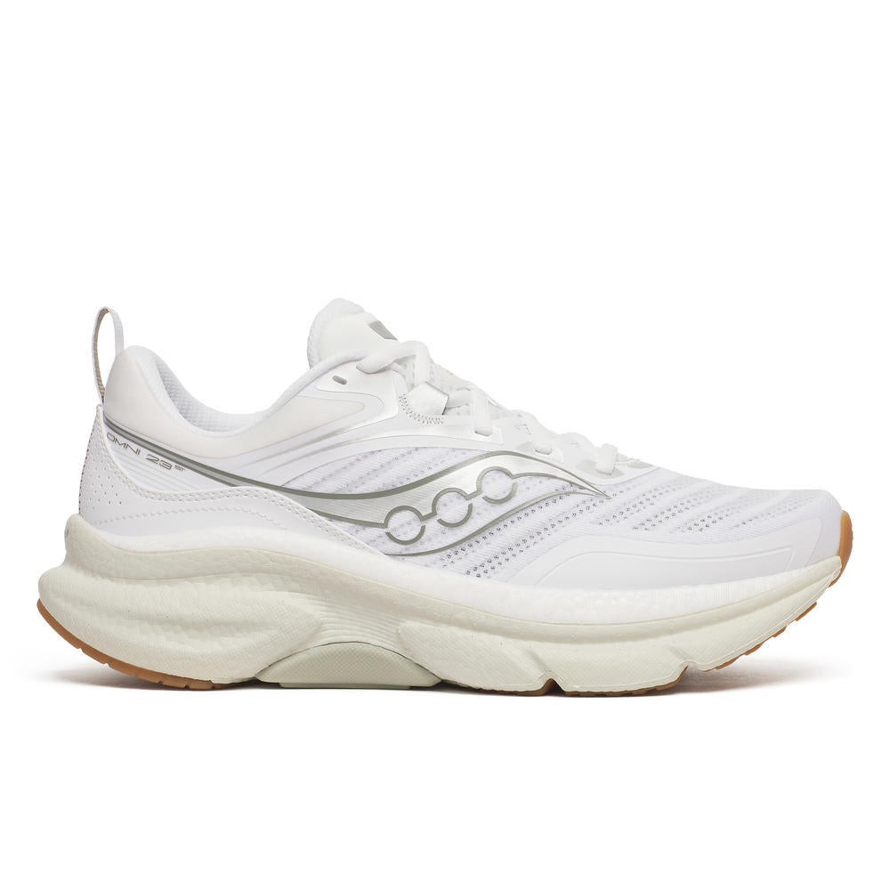 SAUCONY MEN'S OMNI ST 23 - D - WHITE/BIRCH 7.0
