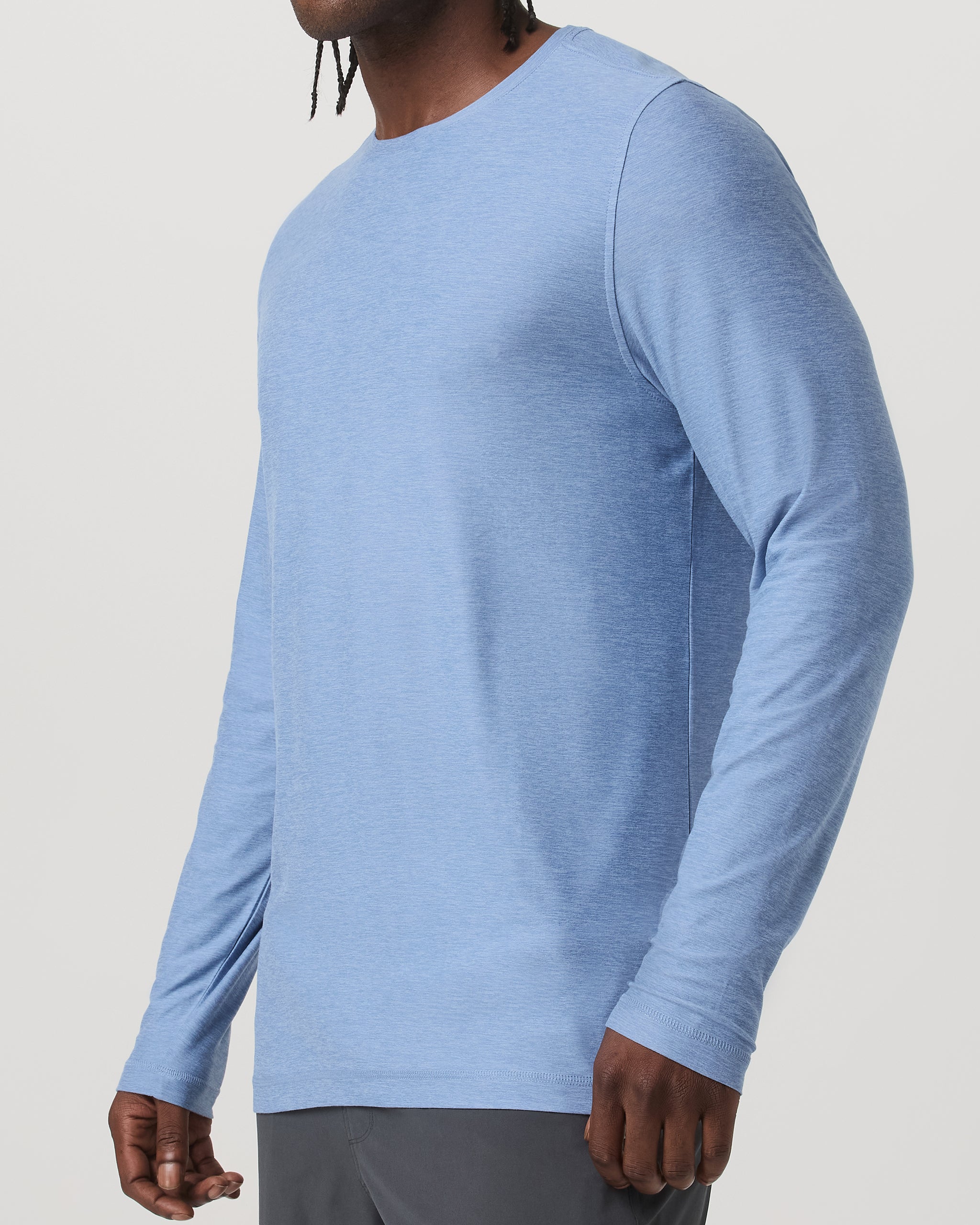 VUORI MEN'S STRATO TECH TEE LONG SLEEVE - ISLE BLUE HEATHER