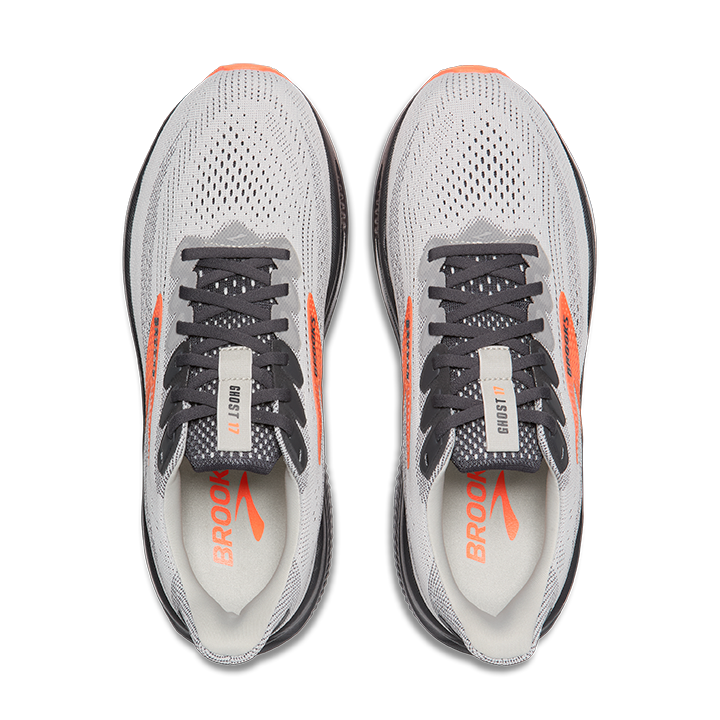 BROOKS MEN'S GHOST 17 - WIDE 2E - OYSTER MUSHROOM/ORANGE EBONY