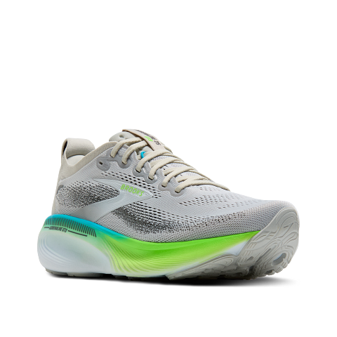 BROOKS MEN'S ADRENALINE GTS 25 - D - OYSTER/GREEN GECKO/BLUE