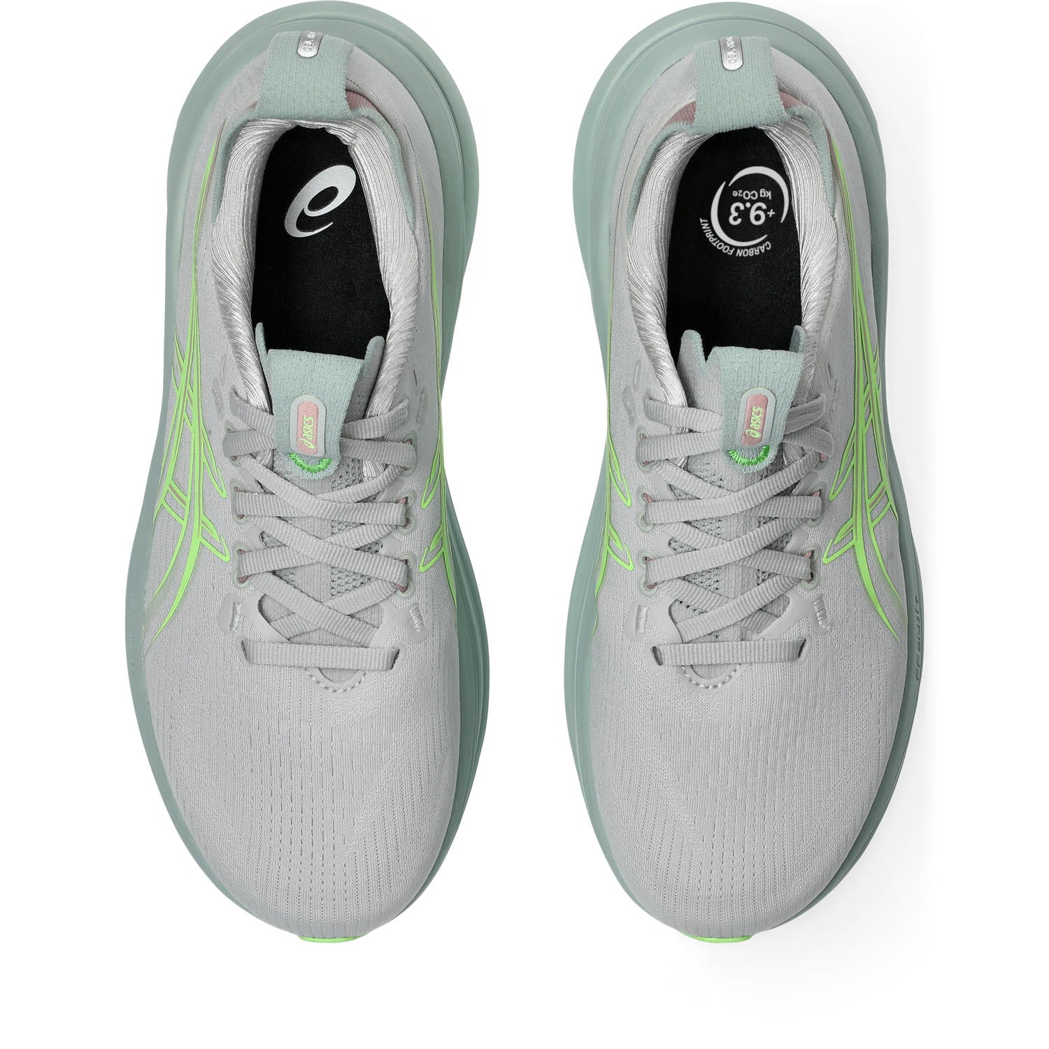 ASICS WOMEN'S NIMBUS 28 - B - CLOUD GREY/ILLUMINATE GREEN