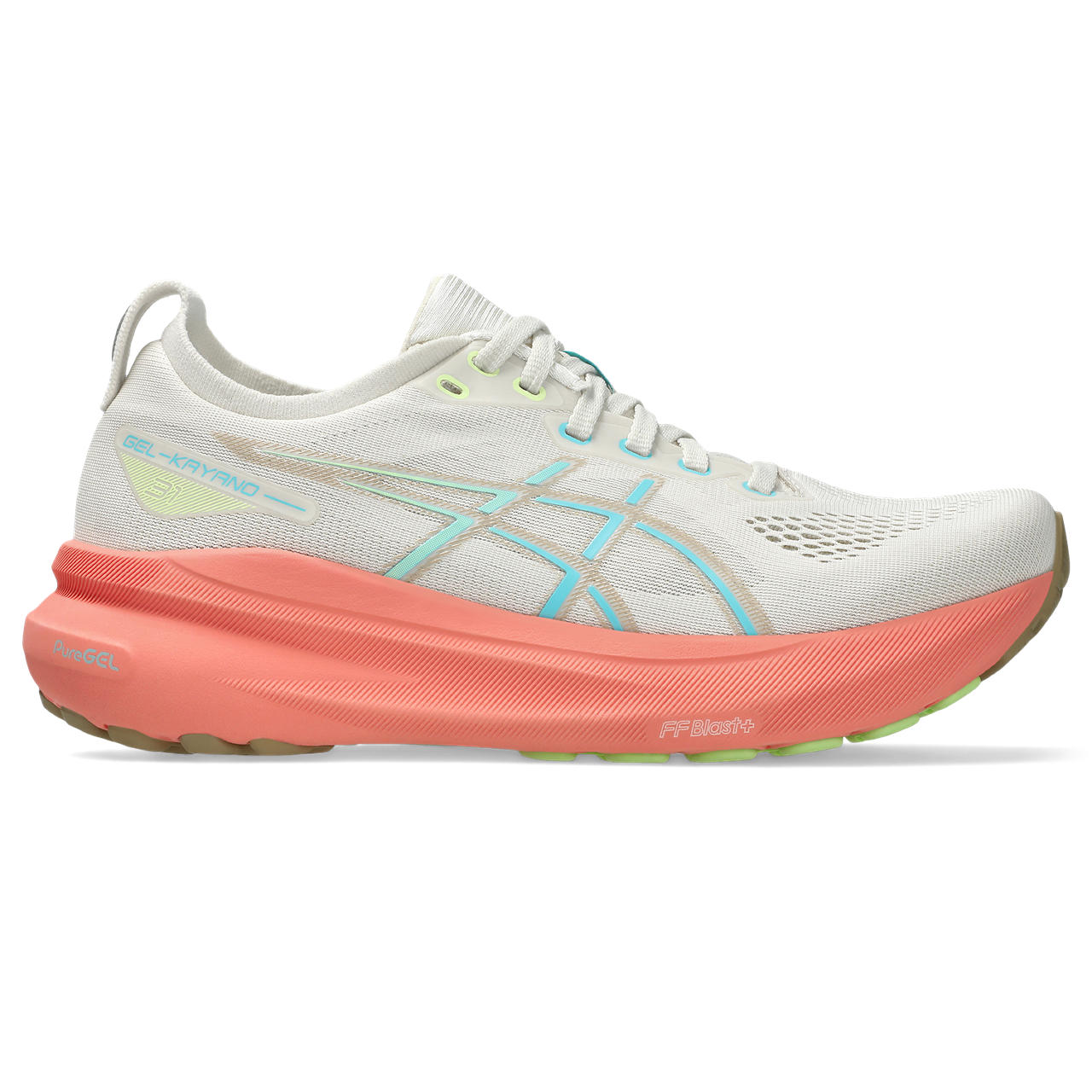 ASICS WOMEN'S KAYANO 31 - B - 200 BIRCH/ENERGY AQUA 5.0