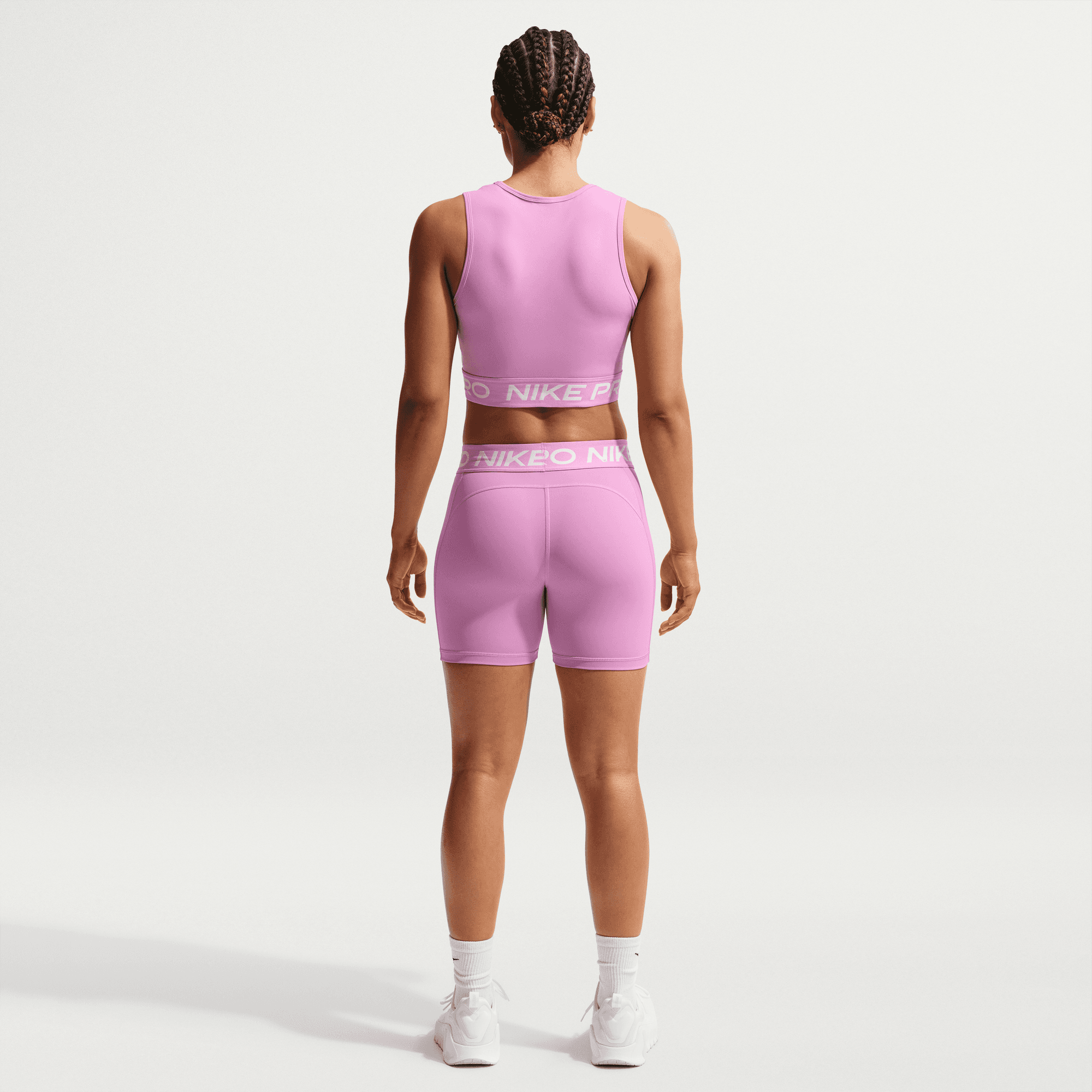 NIKE WOMEN'S PRO DRI-FIT CROPPED TANK - MAGENTA/WHITE