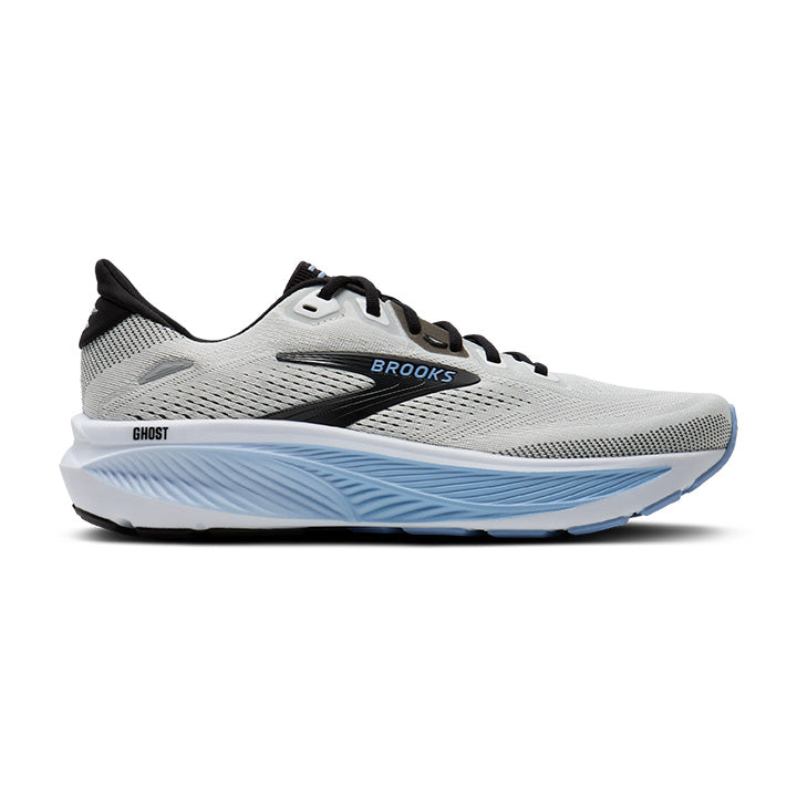 BROOKS MEN'S GHOST 18 - D - WHITE/BLACK/OPEN AIR 7.0