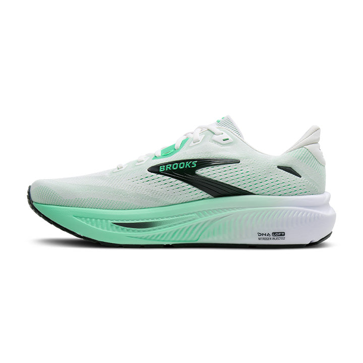 BROOKS MEN'S GHOST 18 - D - WHITE/SPRING BUD/SPRUCE
