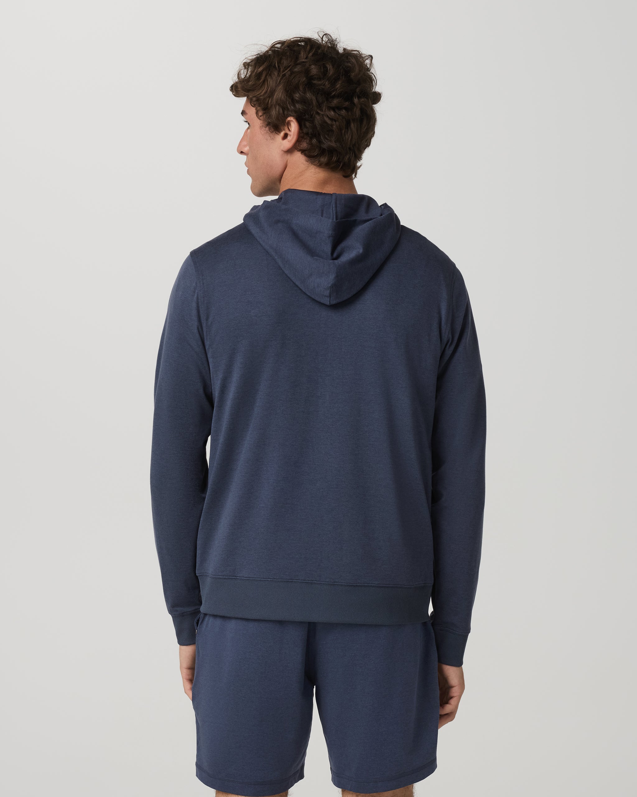 VUORI MEN'S PONTO FULL ZIP HOODIE - AZURE HEATHER