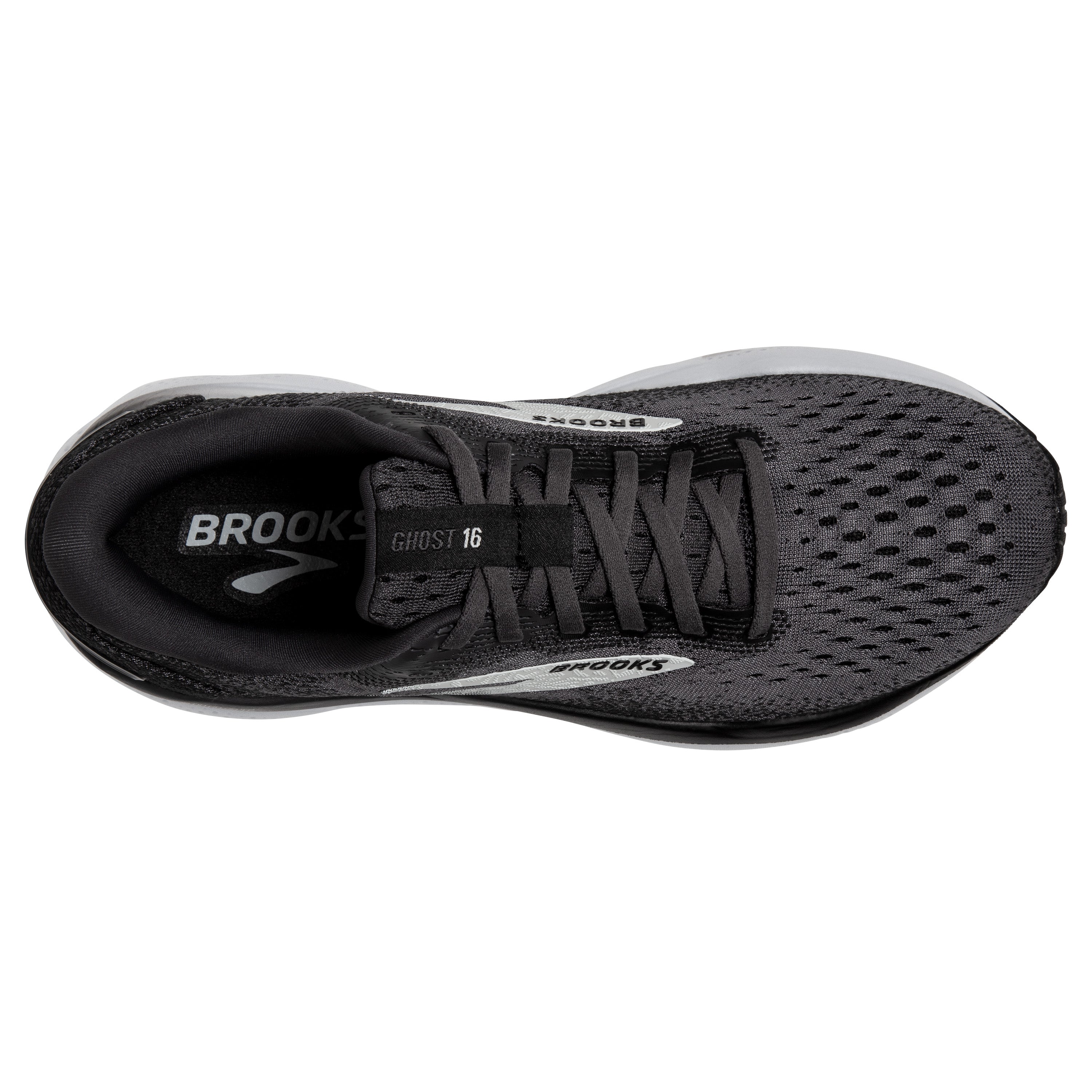 BROOKS WOMEN'S GHOST 16 - WIDE D - 090 BLACK/GREY/WHITE 