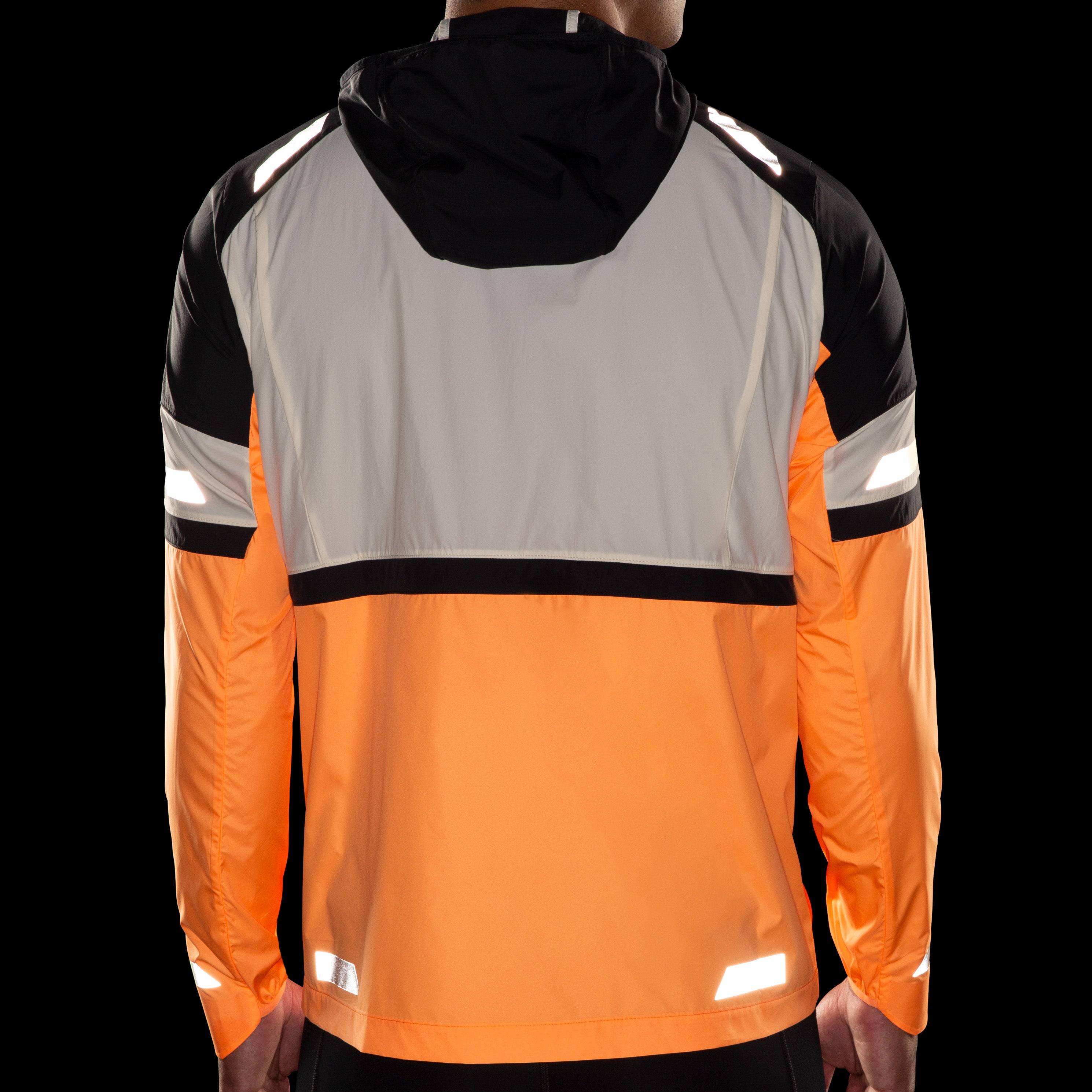 MEN S RUN VISIBLE JACKET 2.0 167 ECRU FLUORO FLASH BLACK Performance Running Outfitters