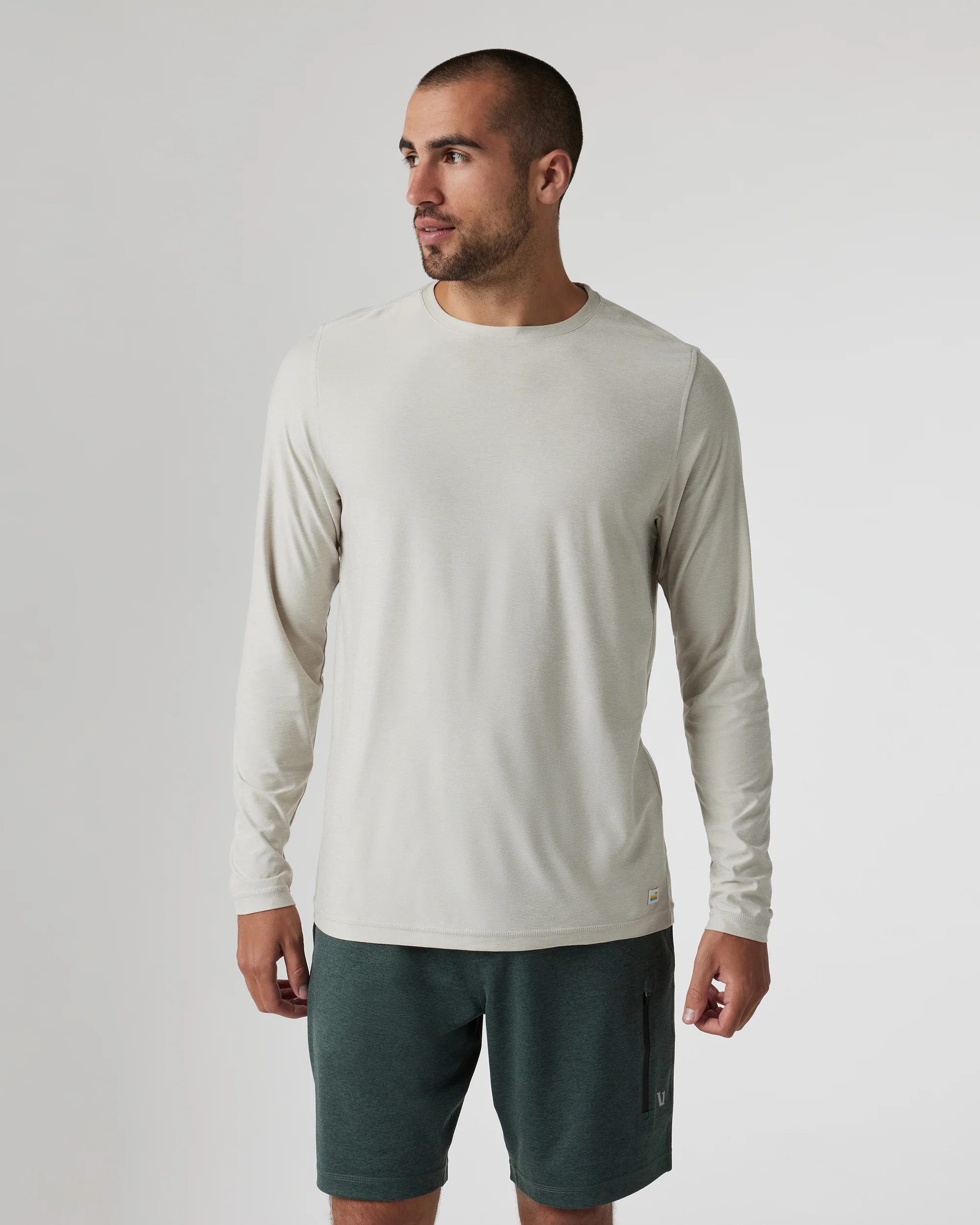 VUORI MEN'S STRATO TECH TEE LONG SLEEVE - HST SALT HEATHER S