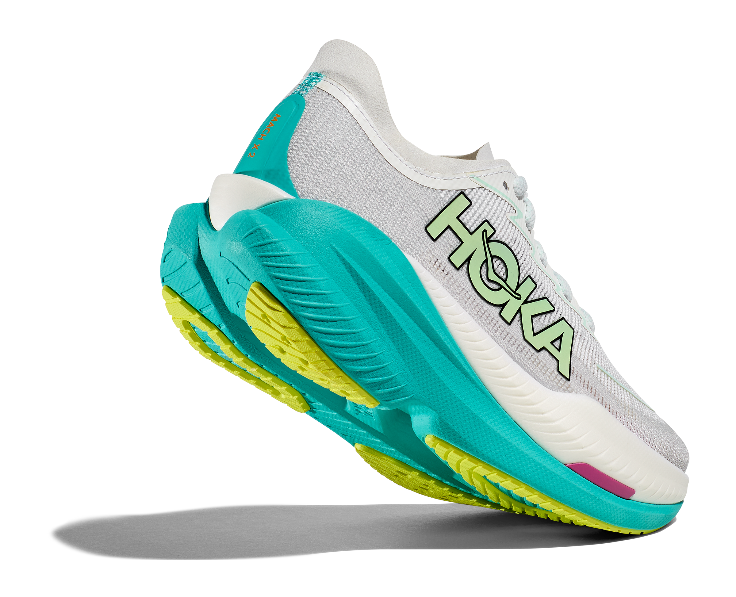 HOKA WOMEN'S MACH X 2 - B - FCQ FROST/ELECTRIC AQUA 