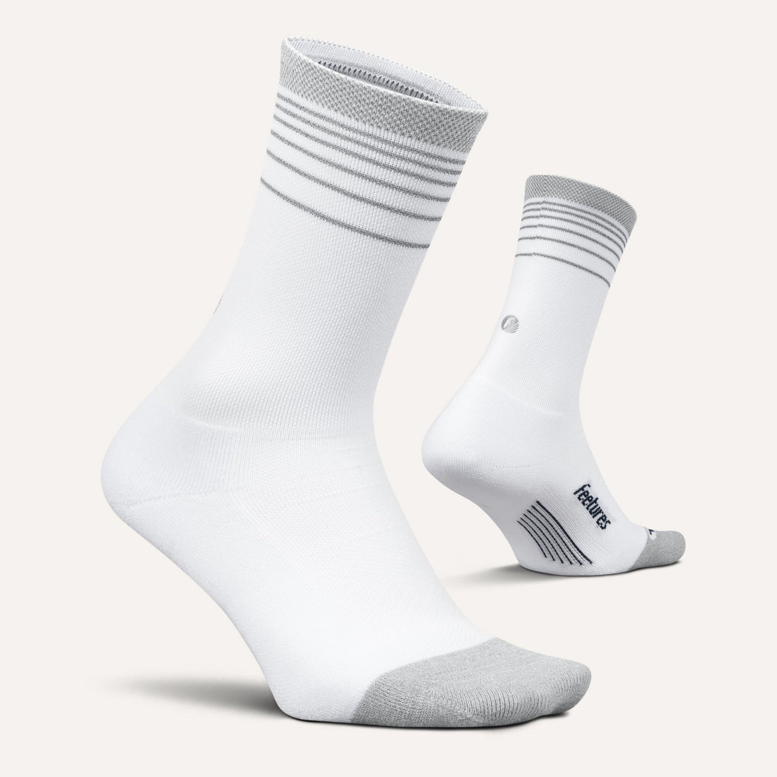 FEETURES ELITE LIGHT CUSHION REFLECTIVE MINI CREW - WHITE FLASH