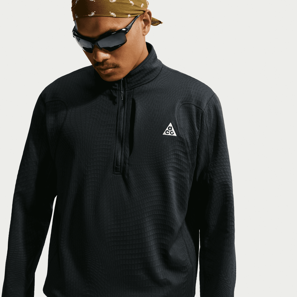 NIKE MEN'S ACG WOLF GRID 1/2 ZIP - BLACK 010 BLACK