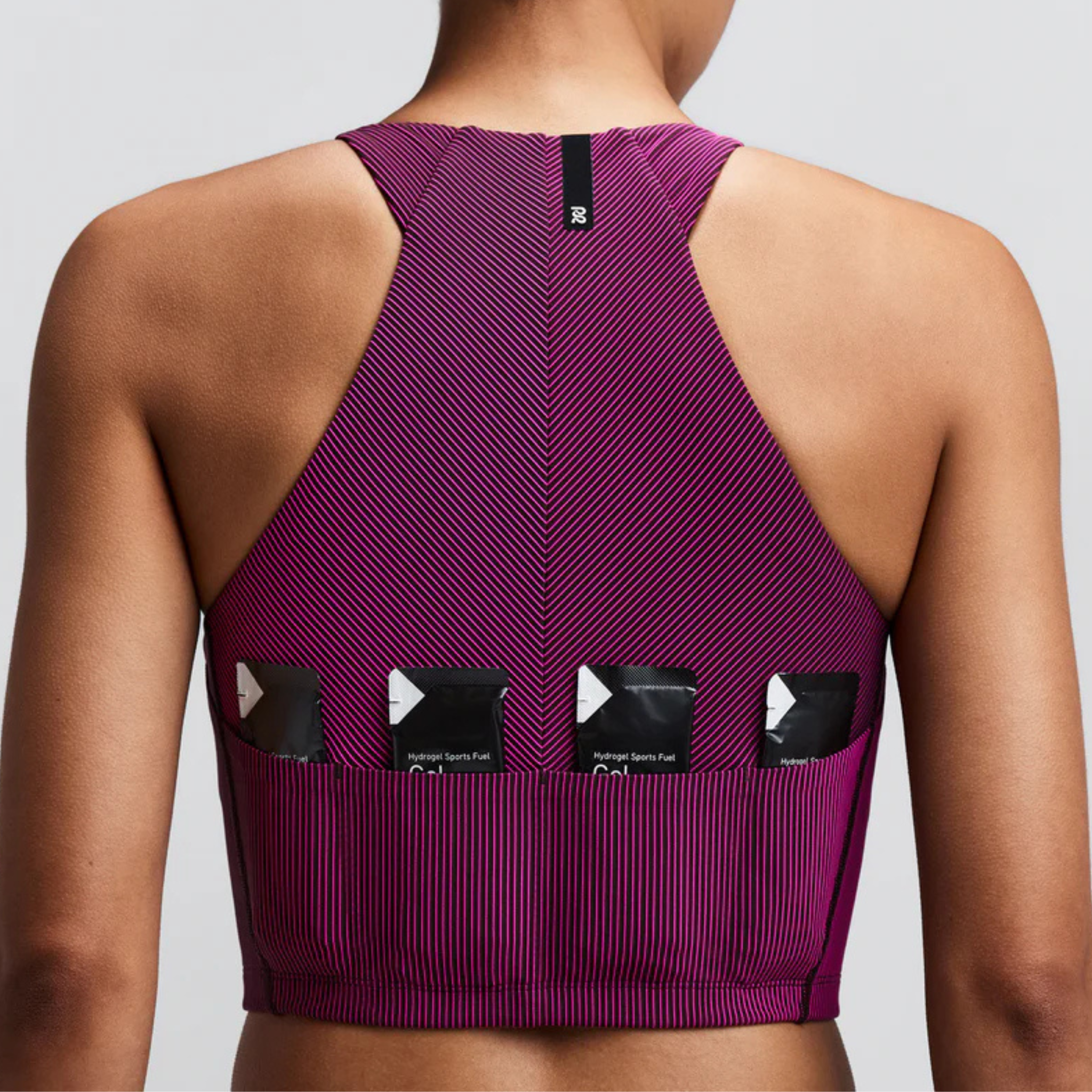 WOMEN'S STRIPED CADENCE ZIP FRONT RACE CROP