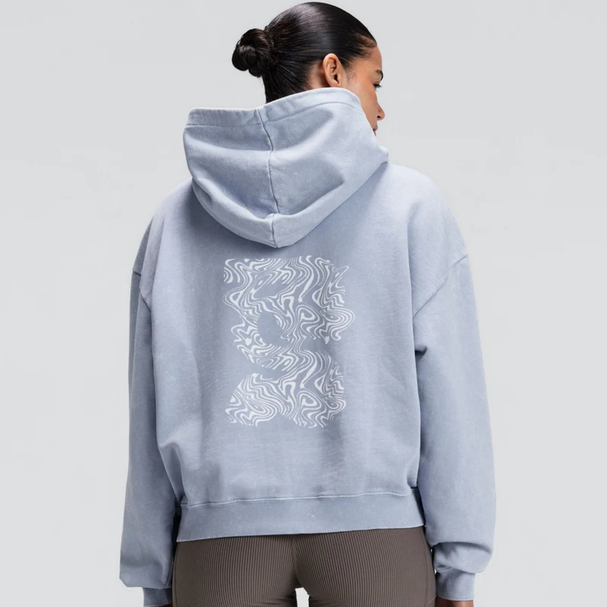 UNISEX CHROMA WASH CROPPED HOODIE - STEEL HORIZON