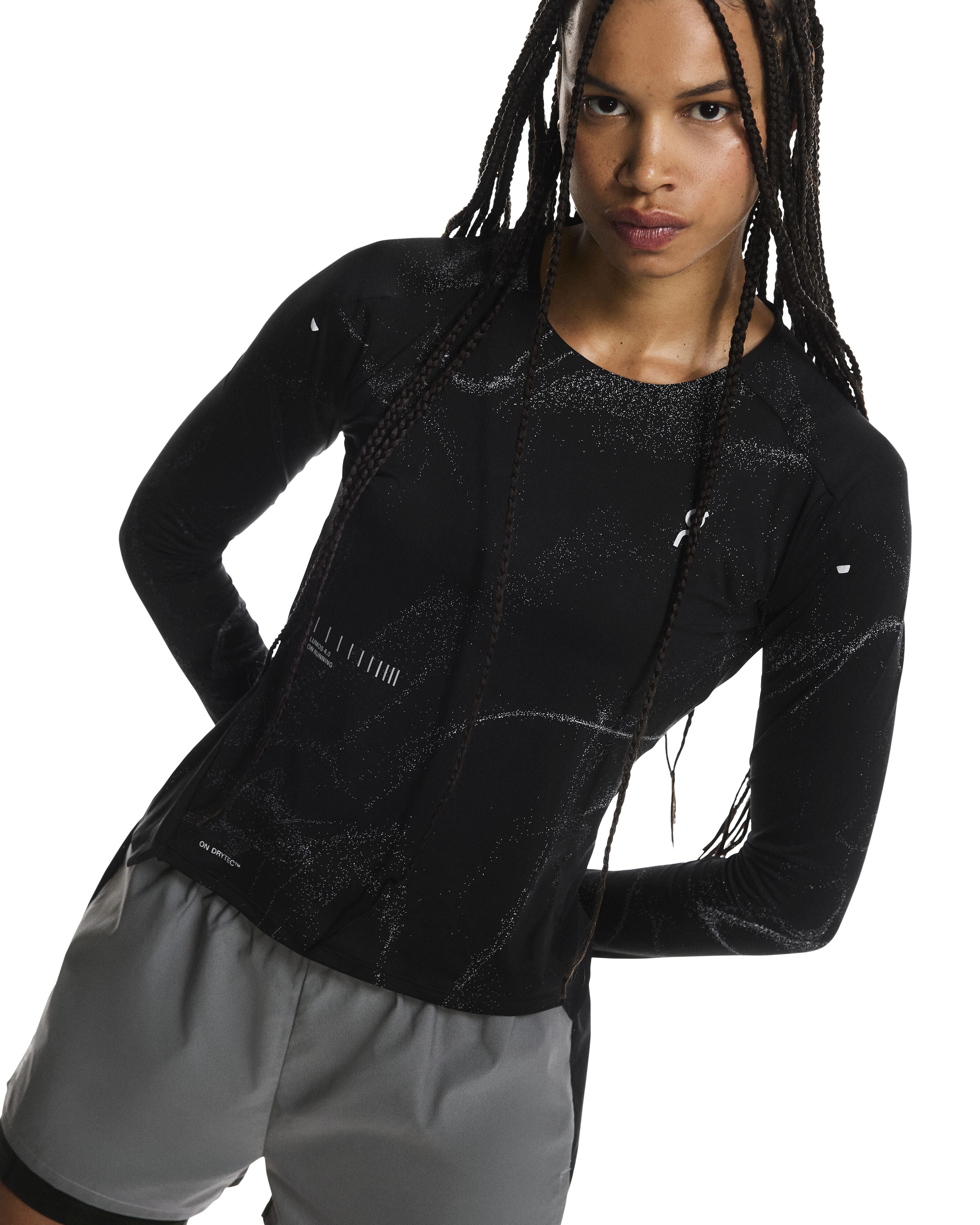 ON RUNNING WOMEN'S PERFORMANCE LONG-T LUMOS - BLACK