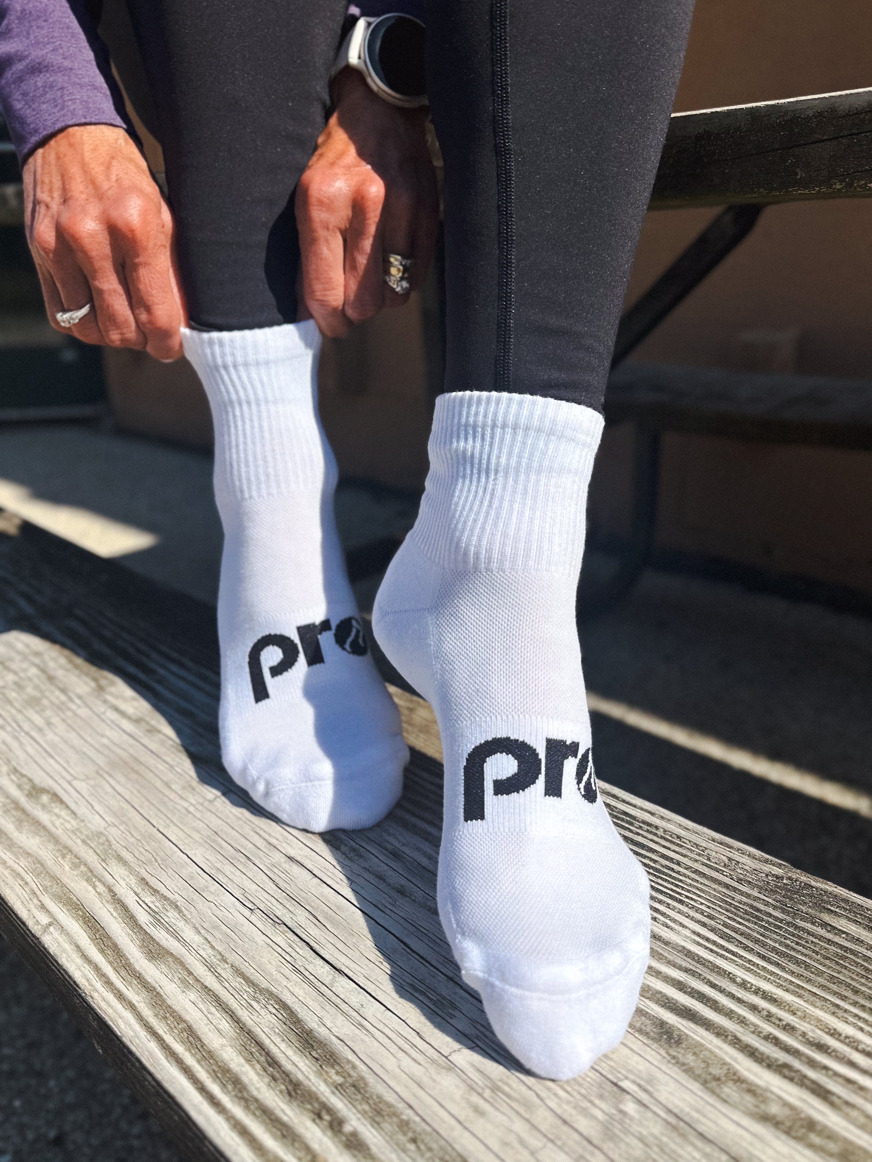 PR GEAR PRO LOGO MIDWEIGHT RIBBED QUARTER SOCK - WHITE