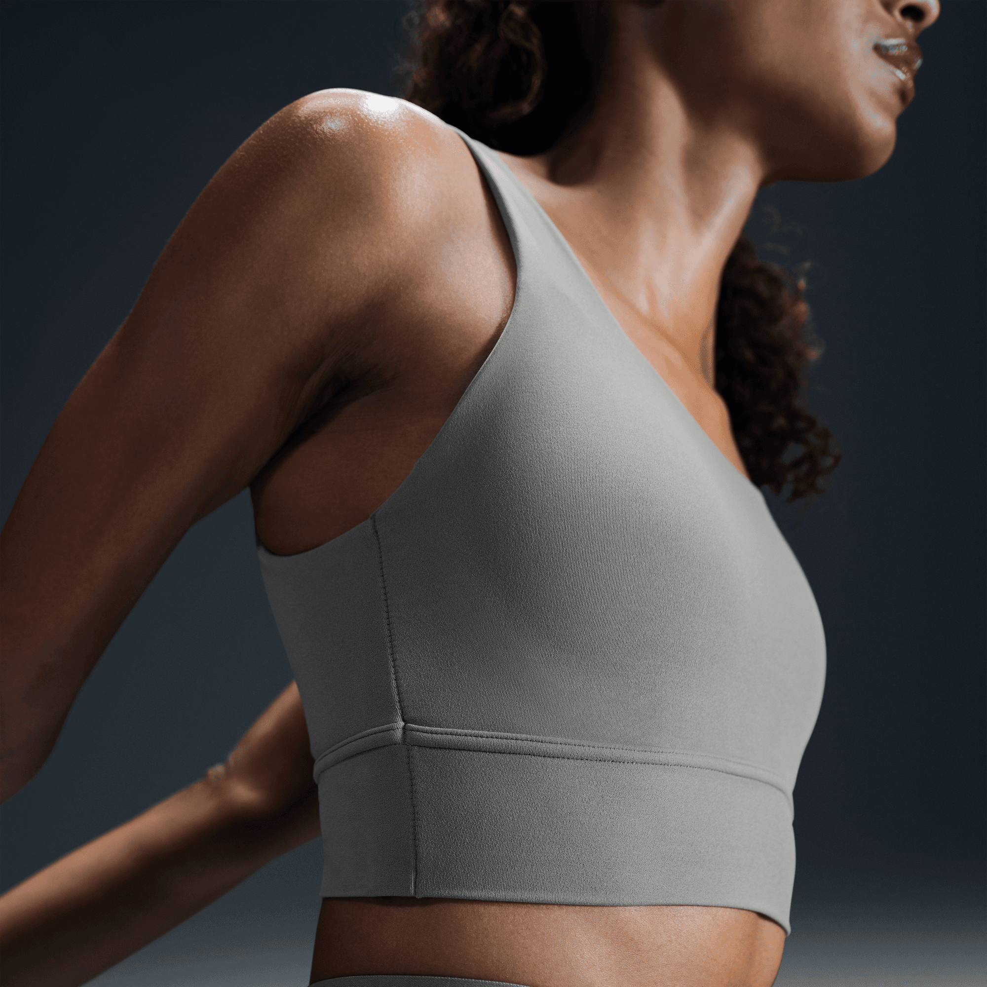 NIKE ZENVY MEDIUM-SUPPORT PADDED LONGLINE SPORTS BRA - 320 LIGHT ARMY/WHITE 