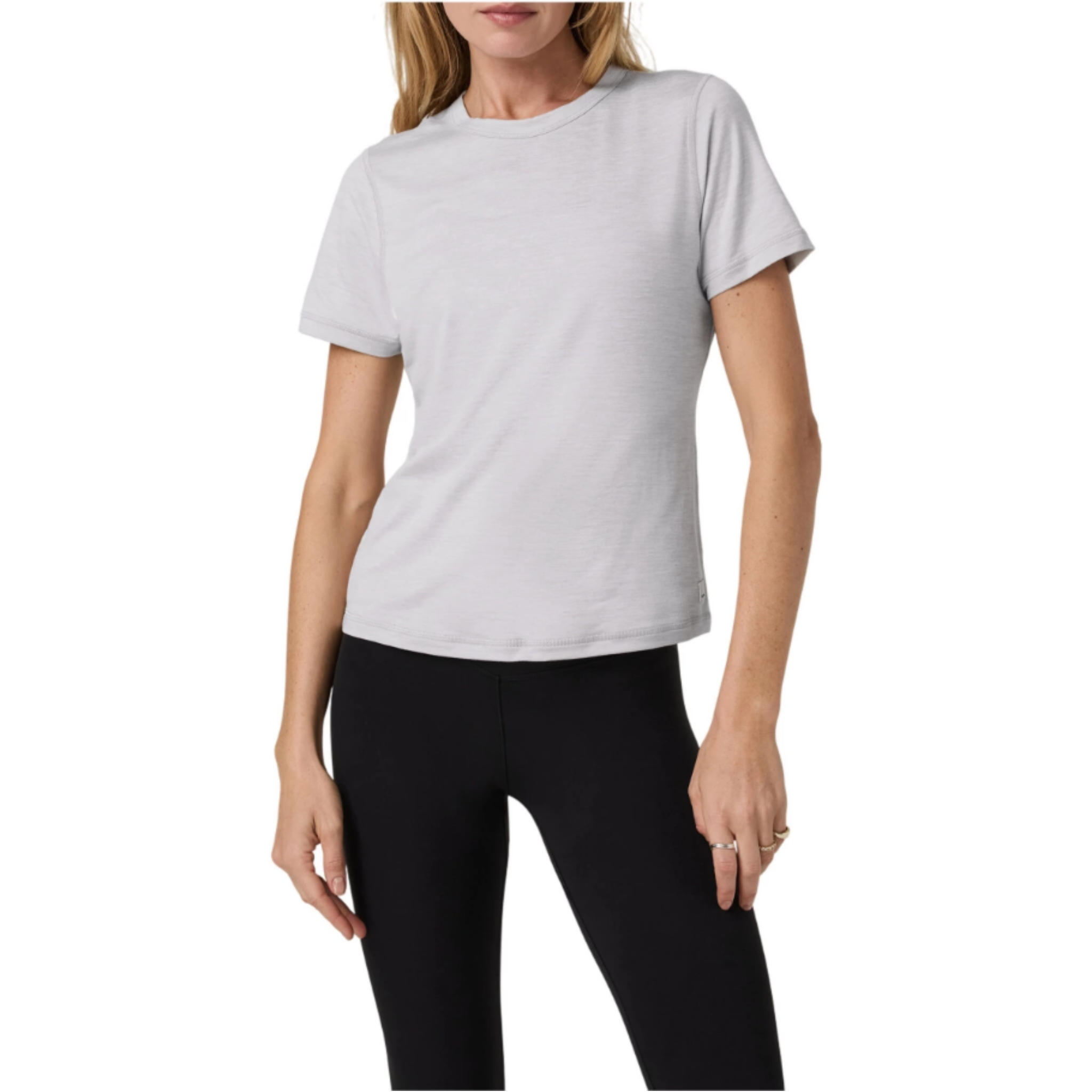 VUORI WOMEN'S SHORT SLEEVE LUX TEE - LIGHT HEATHER GREY XS