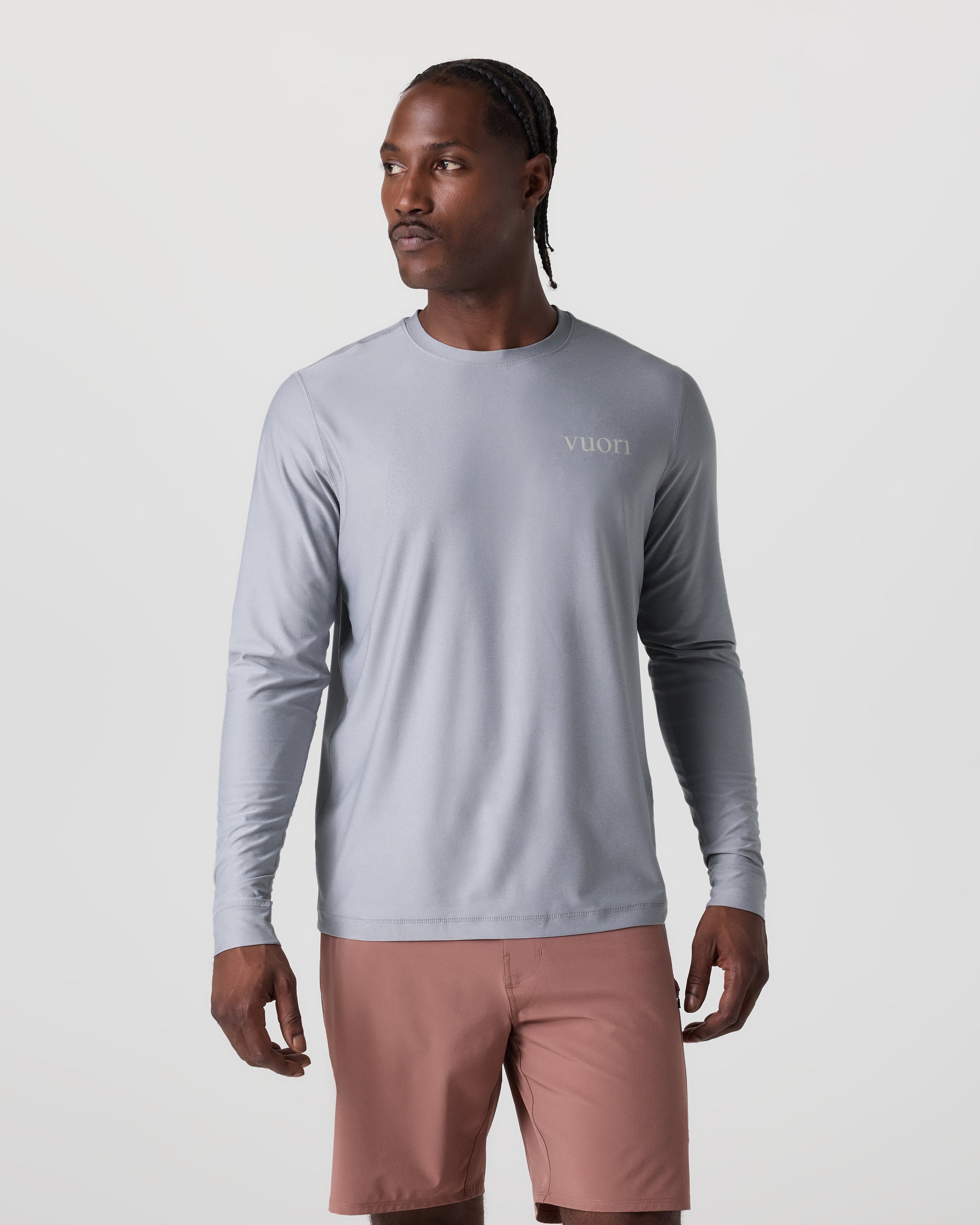 VUORI MEN'S ULUWATU UPF LONG SLEEVE - PLATINUM HEATHER S