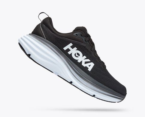 HOKA MEN'S BONDI 8 - WIDE 2E - BWHT BLACK/WHITE - size 9.0