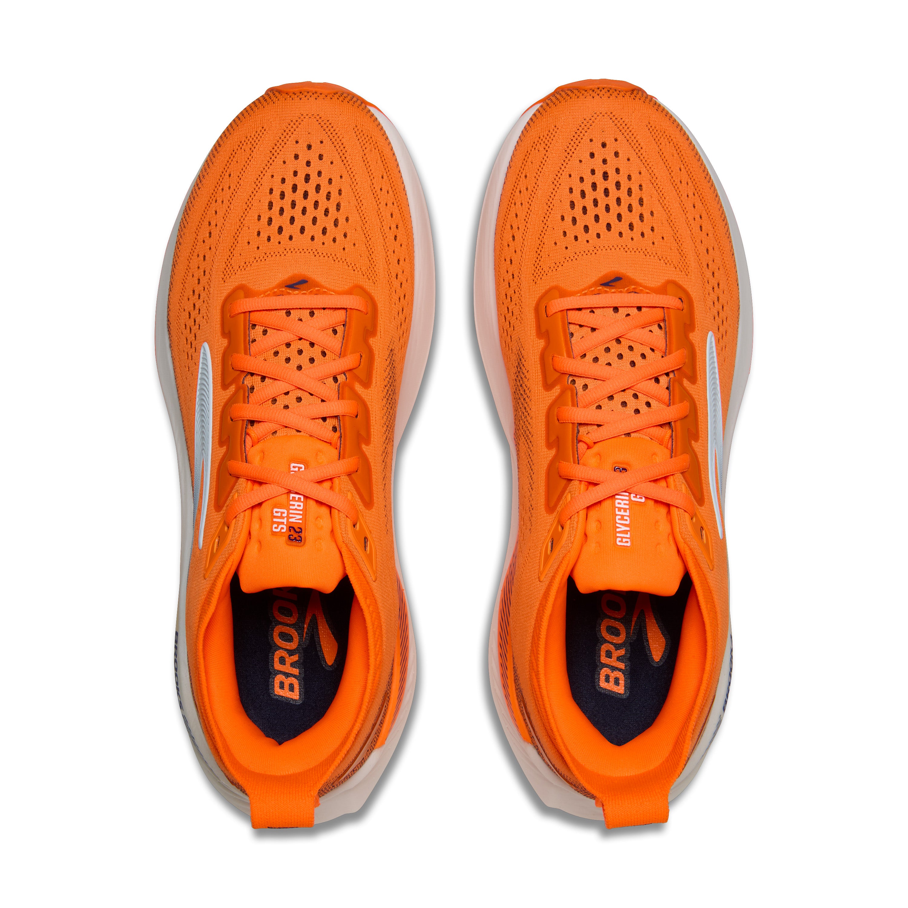 BROOKS MEN'S GLYCERIN GTS 23 - D - SHOCKING ORANGE/BLUE/WHITE