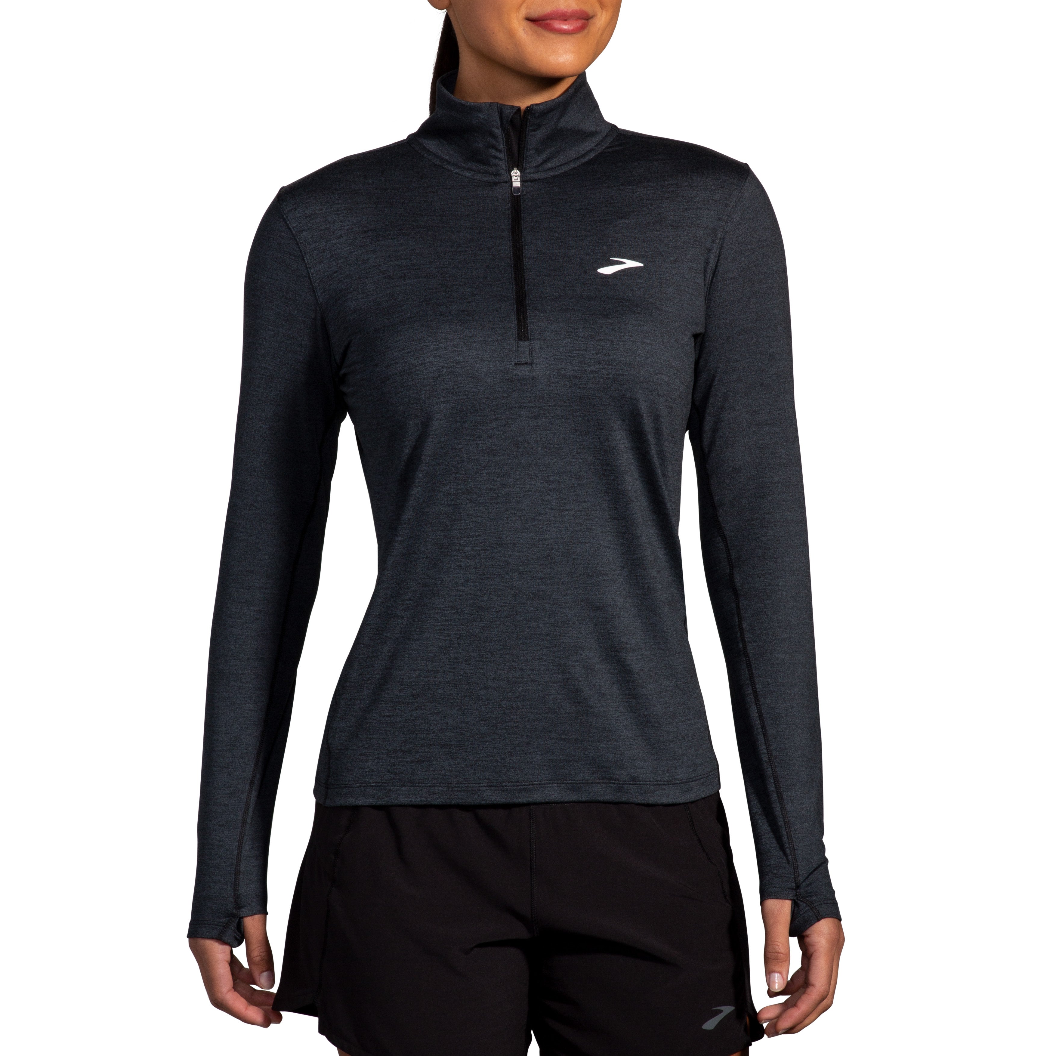 BROOKS WOMEN'S DASH 1/2 ZIP 2.0 - HEATHER BLACK XS