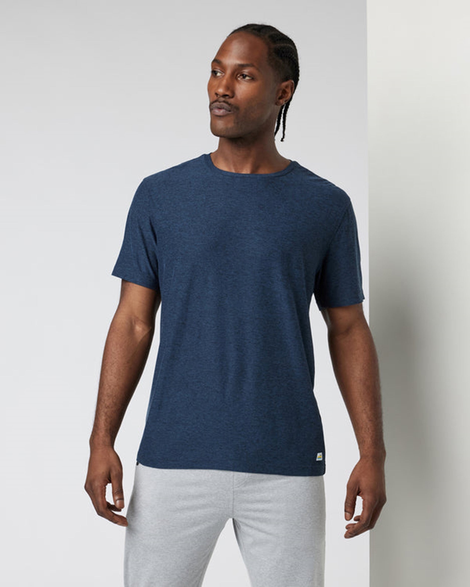 VUORI MEN'S STRATO TECH TEE -  NAVY HEATHER S