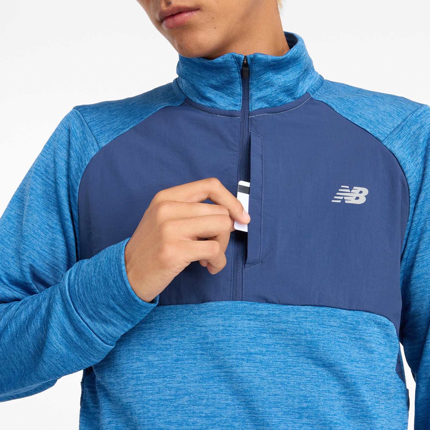 NEW BALANCE MEN'S HEAT GRID HALF ZIP - HERON BLUE 