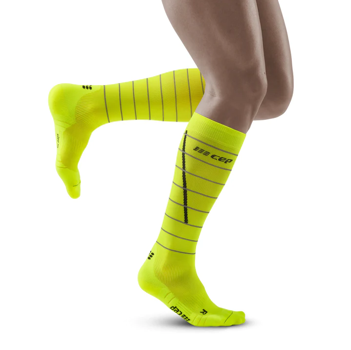 CEP MEN'S REFLECTIVE TALL COMPRESSION SOCKS NEON YELLOW