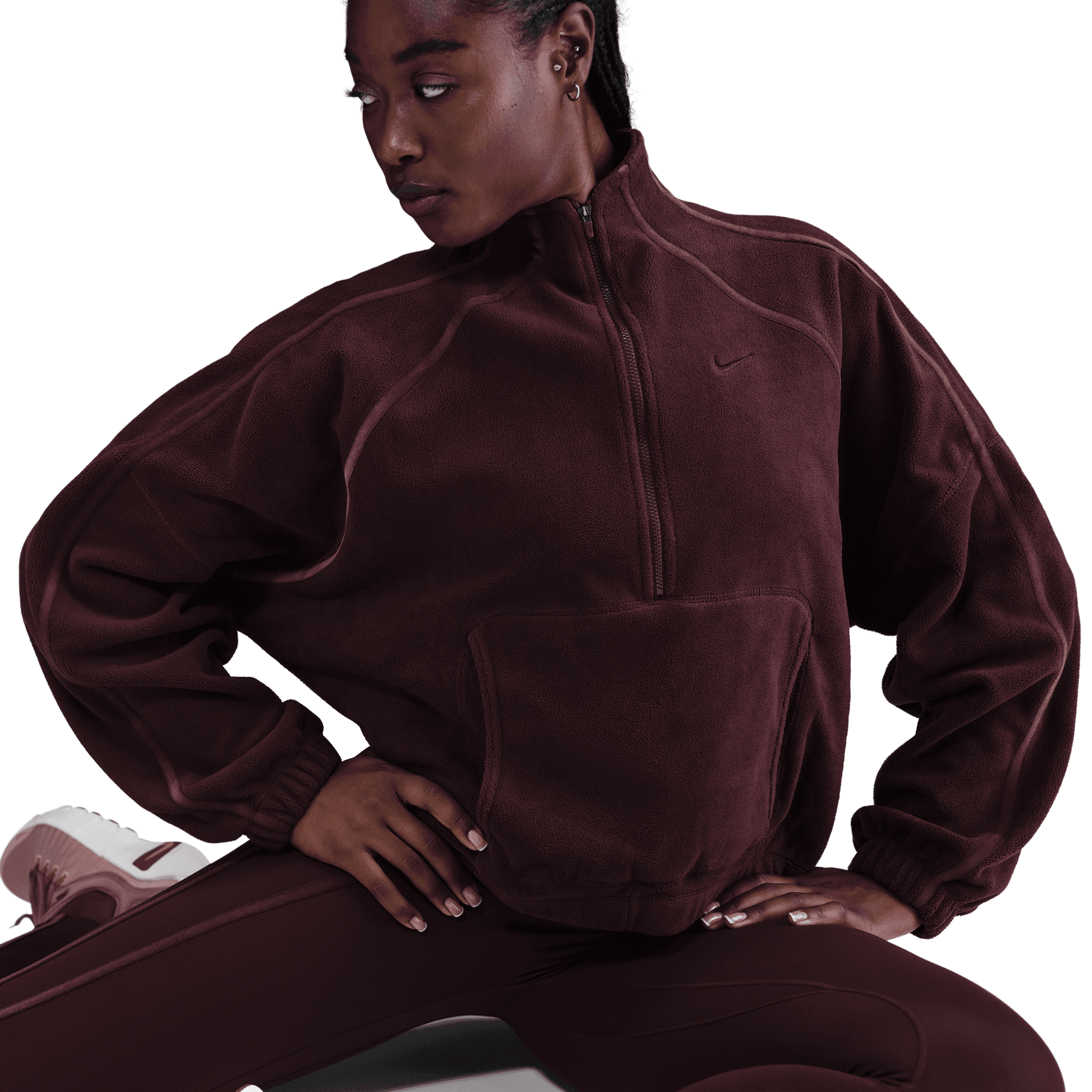 NIKE WOMEN'S THERMA-FIT 1/2 ZIP - BURGUNDY
