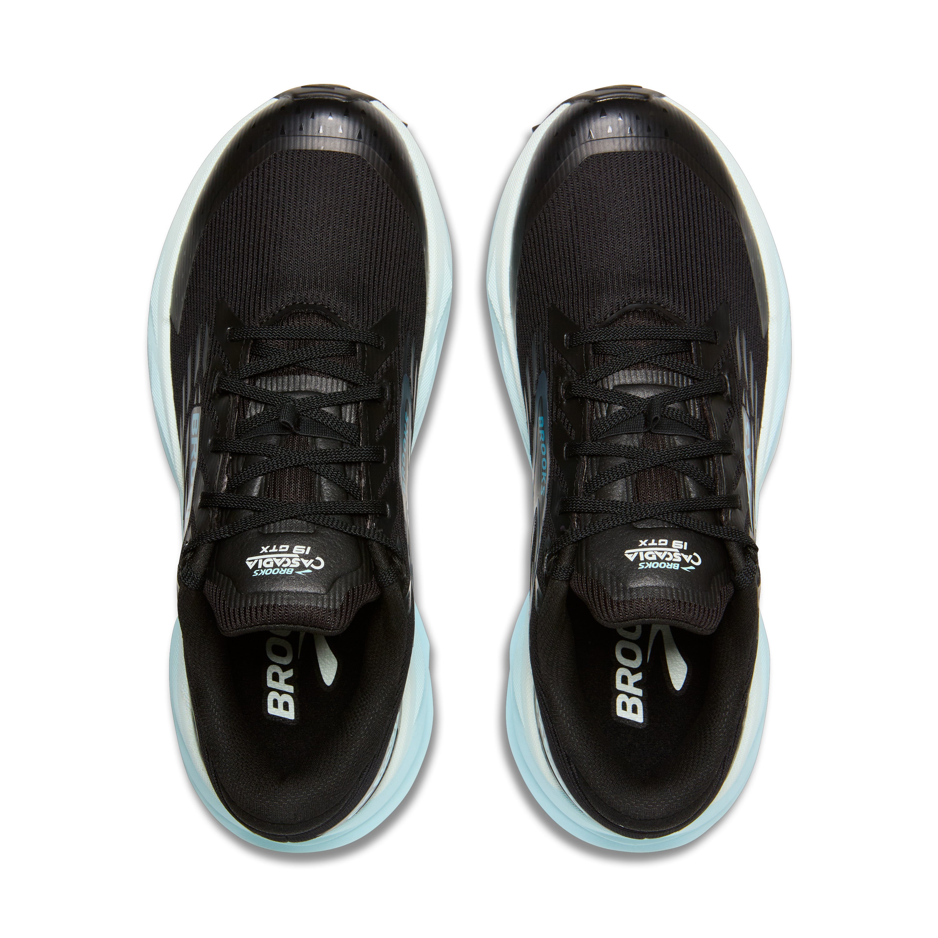 BROOKS WOMEN'S CASCADIA 19 GTX - B - BLACK/EBONY/BLUE FLOWER - SIZE 8.0