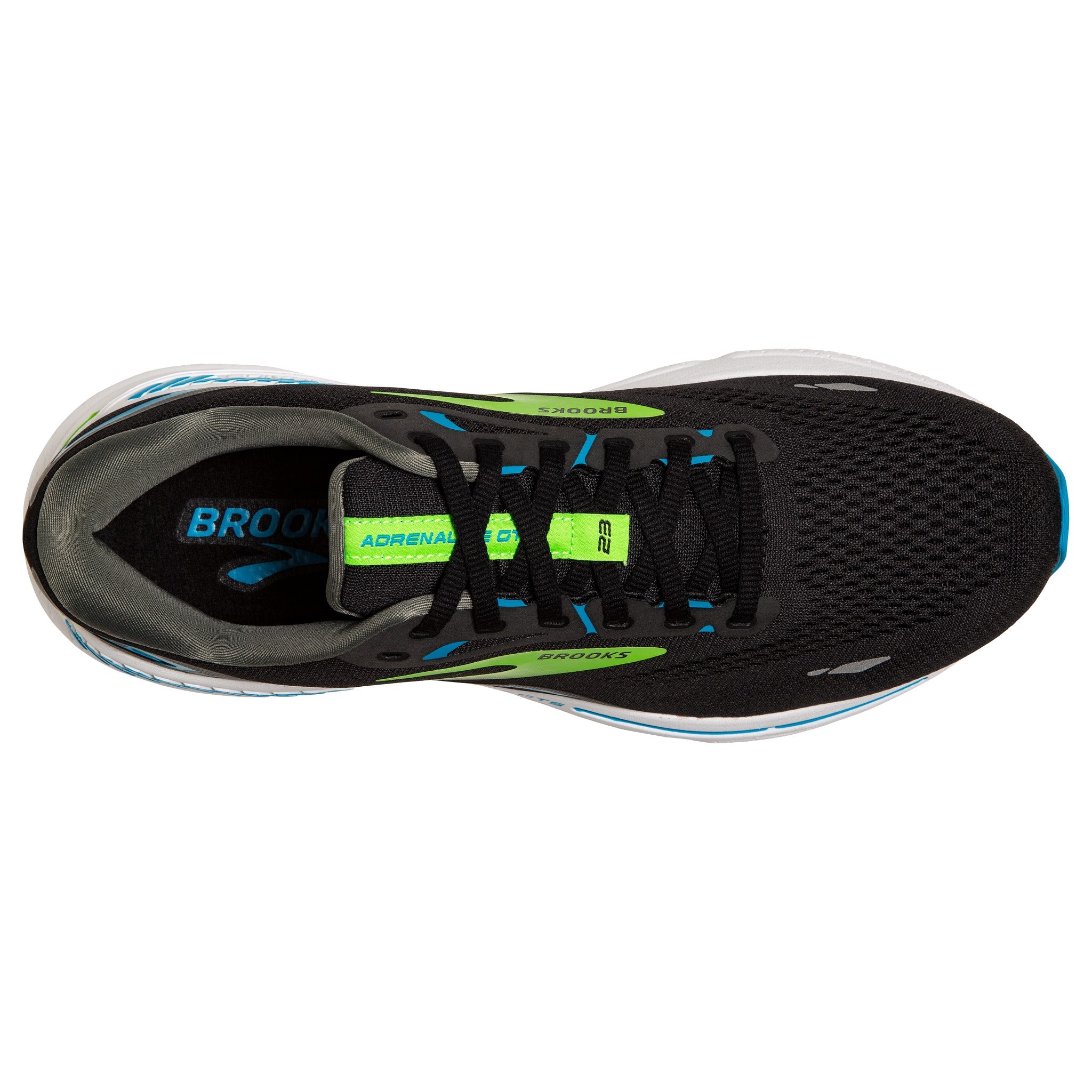 BROOKS MEN'S ADRENALINE 23 - NARROW B - 006 BLACK/HAWAIIAN OCEAN/GREEN - 10.5 