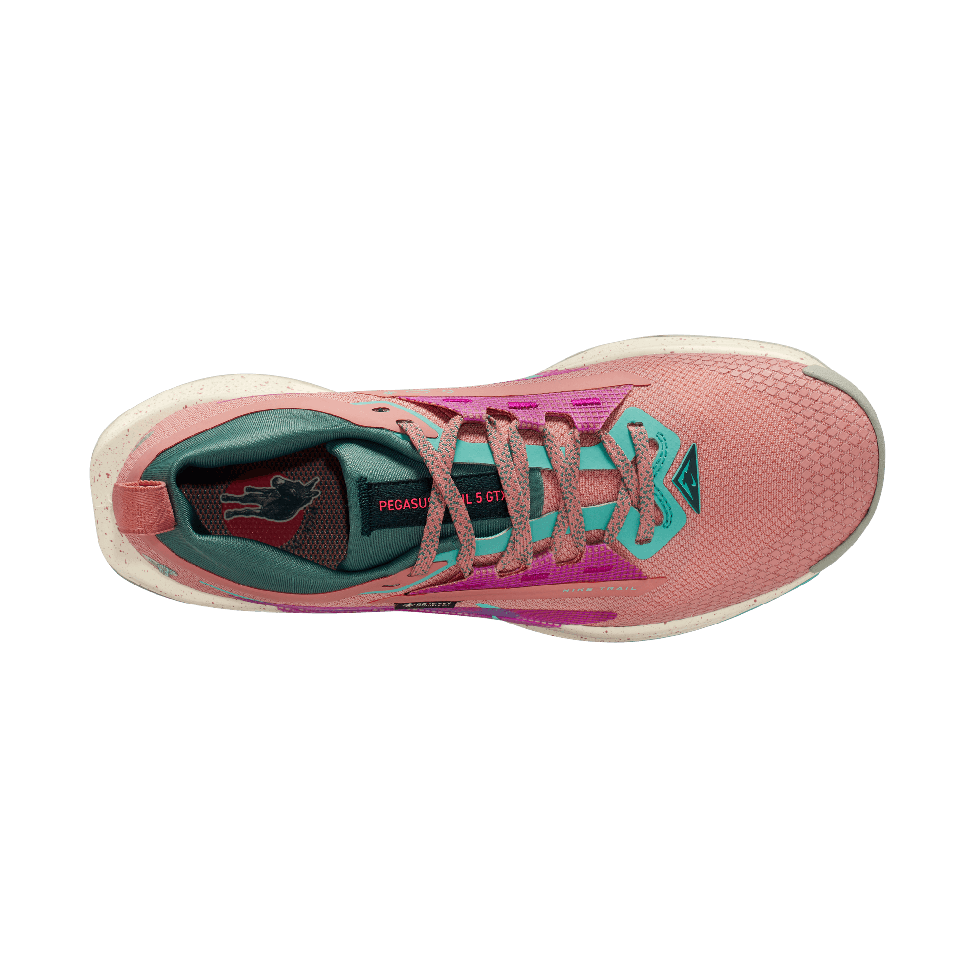 NIKE WOMEN'S PEGASUS TRAIL 5 GORE-TEX - B - 600 RED STARDUST/GREEN FROST 