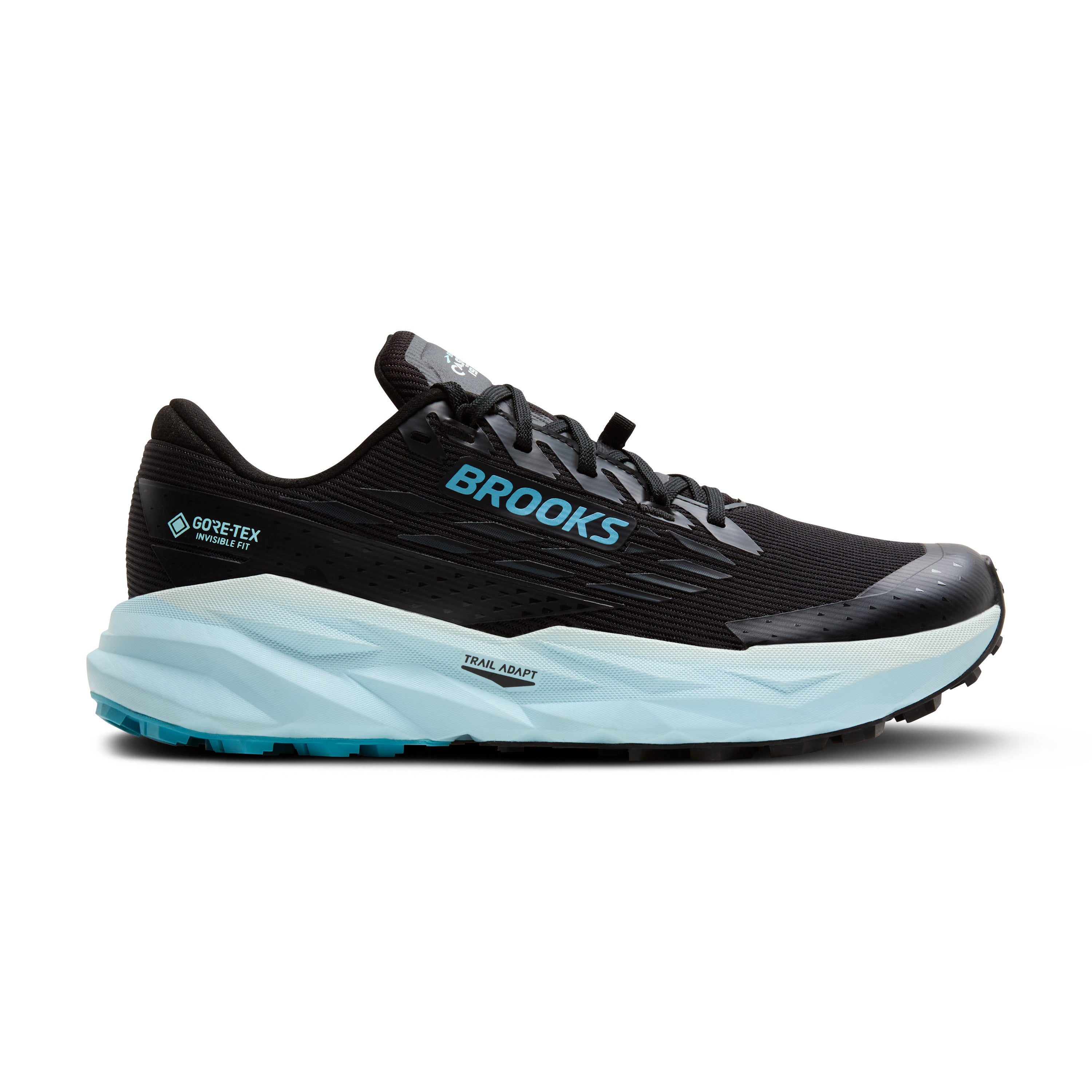 BROOKS WOMEN'S CASCADIA 19 GTX - B - BLACK/EBONY/BLUE FLOWER - SIZE 8.0
