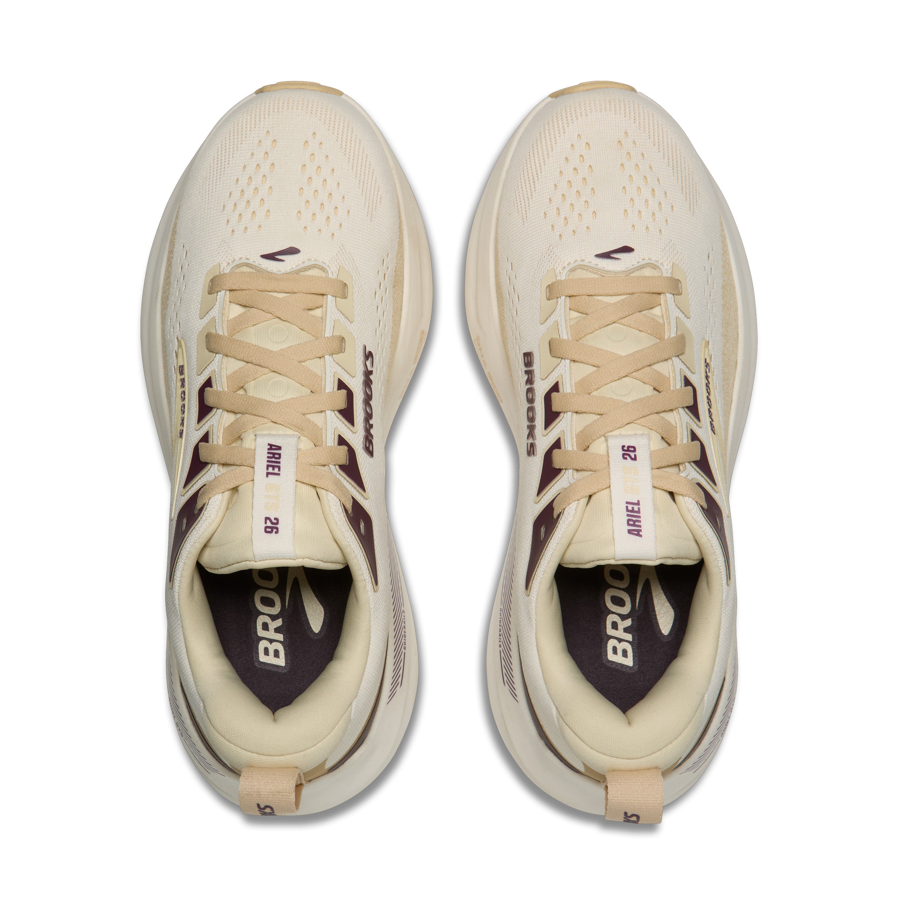 BROOKS WOMEN'S ARIEL GTS 26 - WIDE D - COCONUT/SAND/POTENT PURPLE