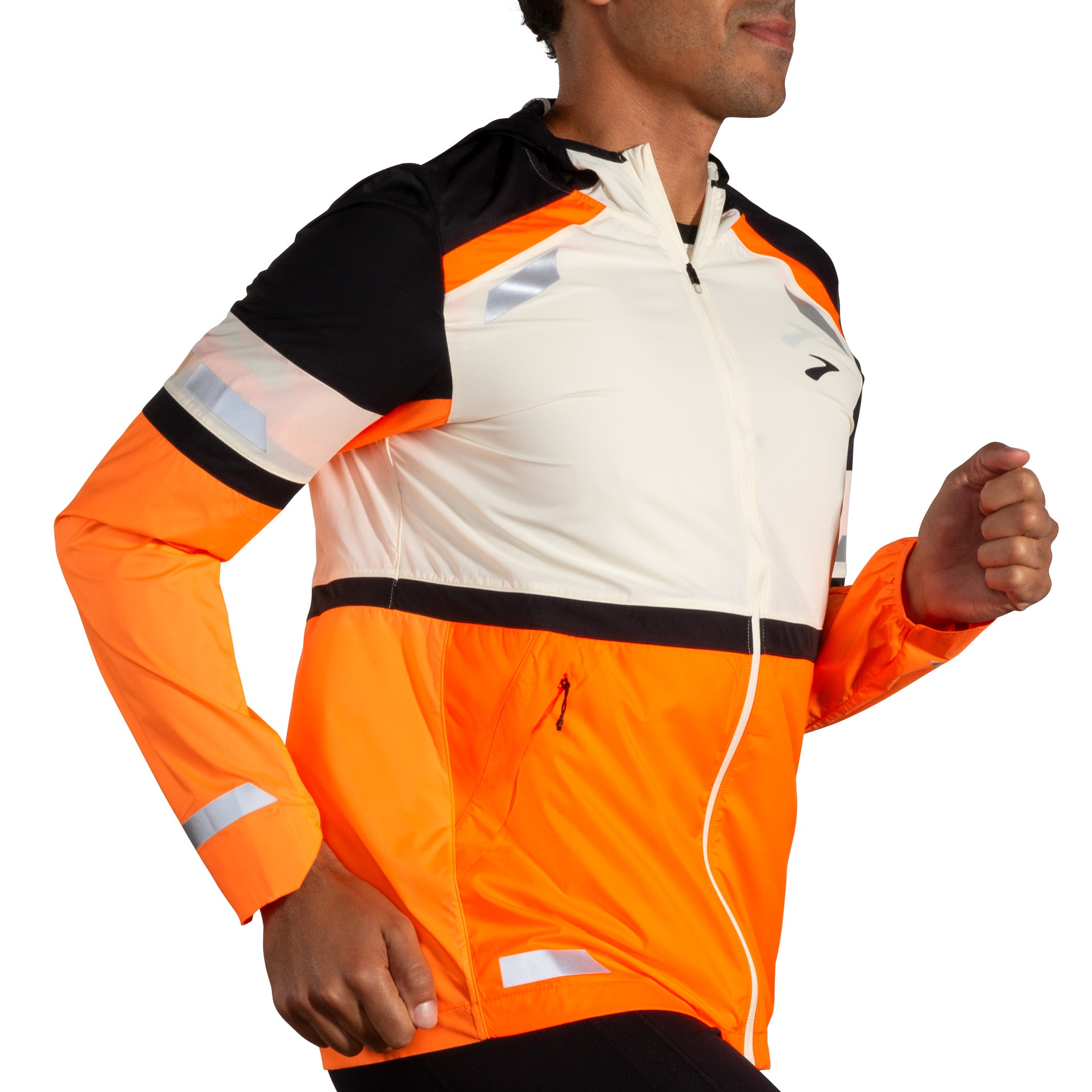 BROOKS MEN'S RUN VISIBLE JACKET 2.0 - 167 ECRU/FLUORO FLASH/BLACK 