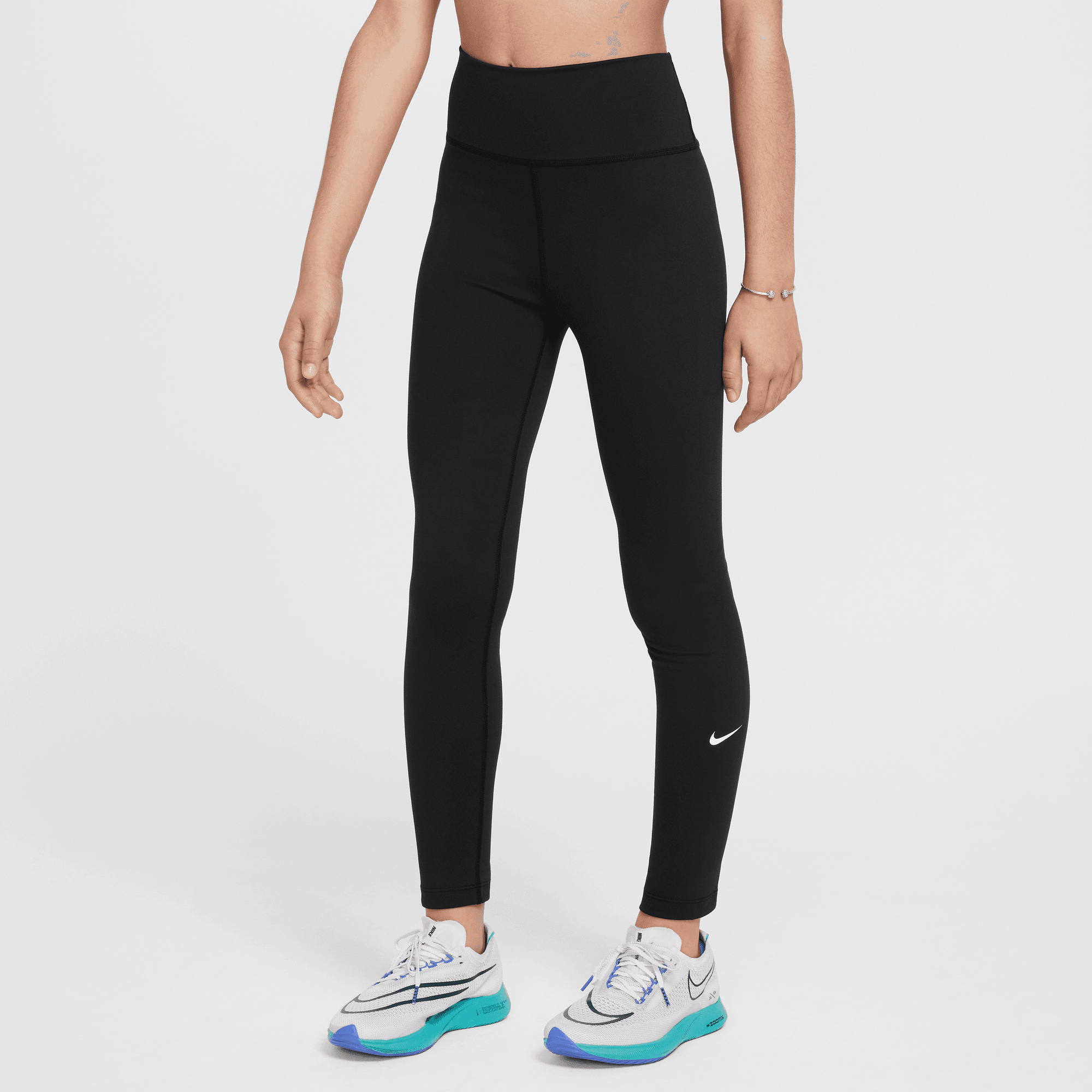 NIKE GIRL'S DRI-FIT HIGH WAISTED LEGGINGS - BLACK XS
