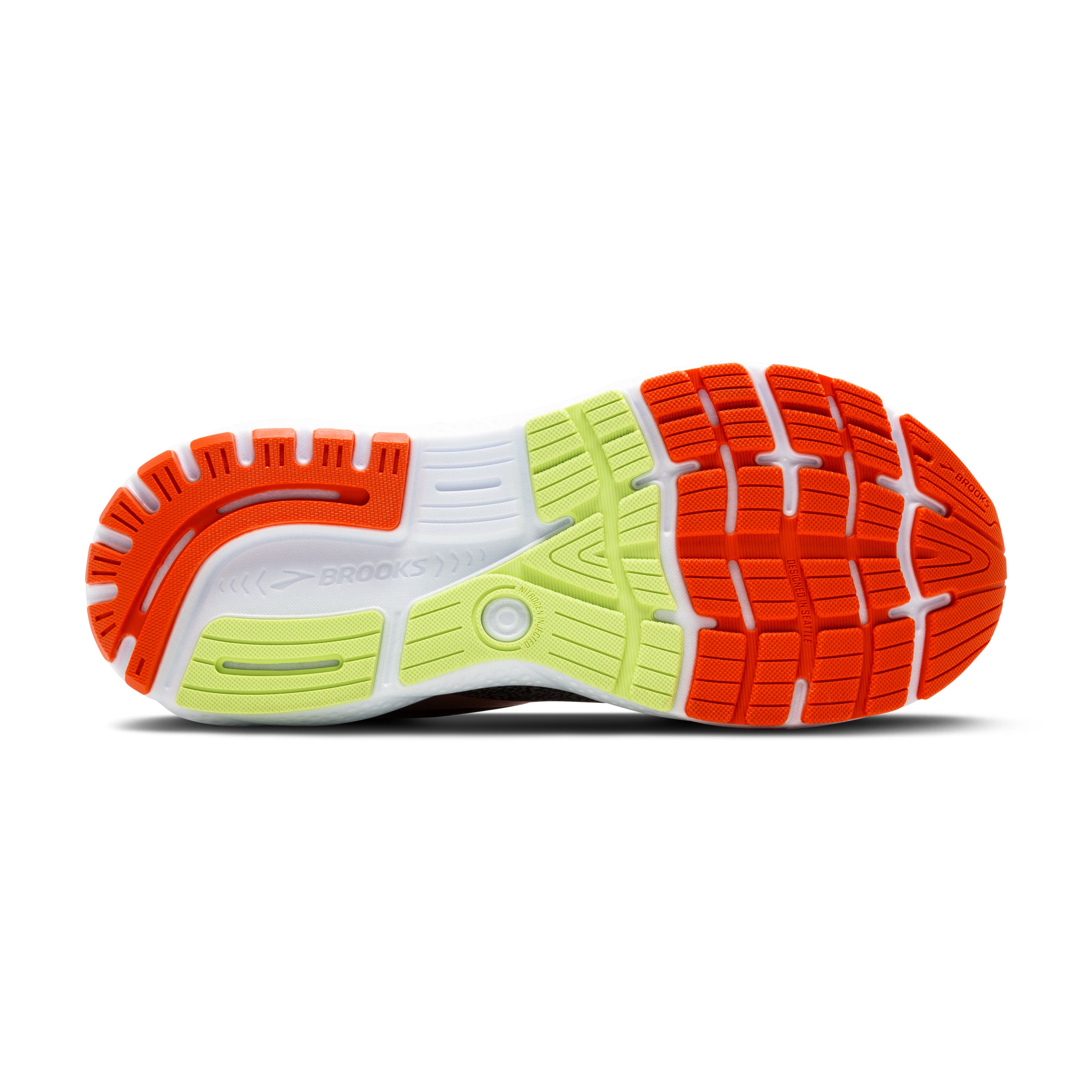 BROOKS MEN'S GHOST 16 GTX - D - 049 BLACK/MANDARIN RED/GREEN 