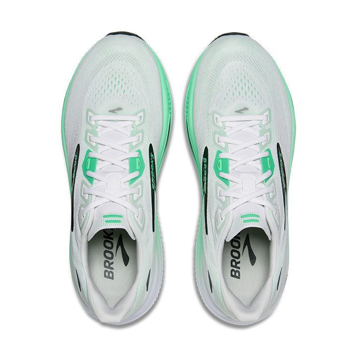 BROOKS MEN'S GHOST 18 - D - WHITE/SPRING BUD/SPRUCE