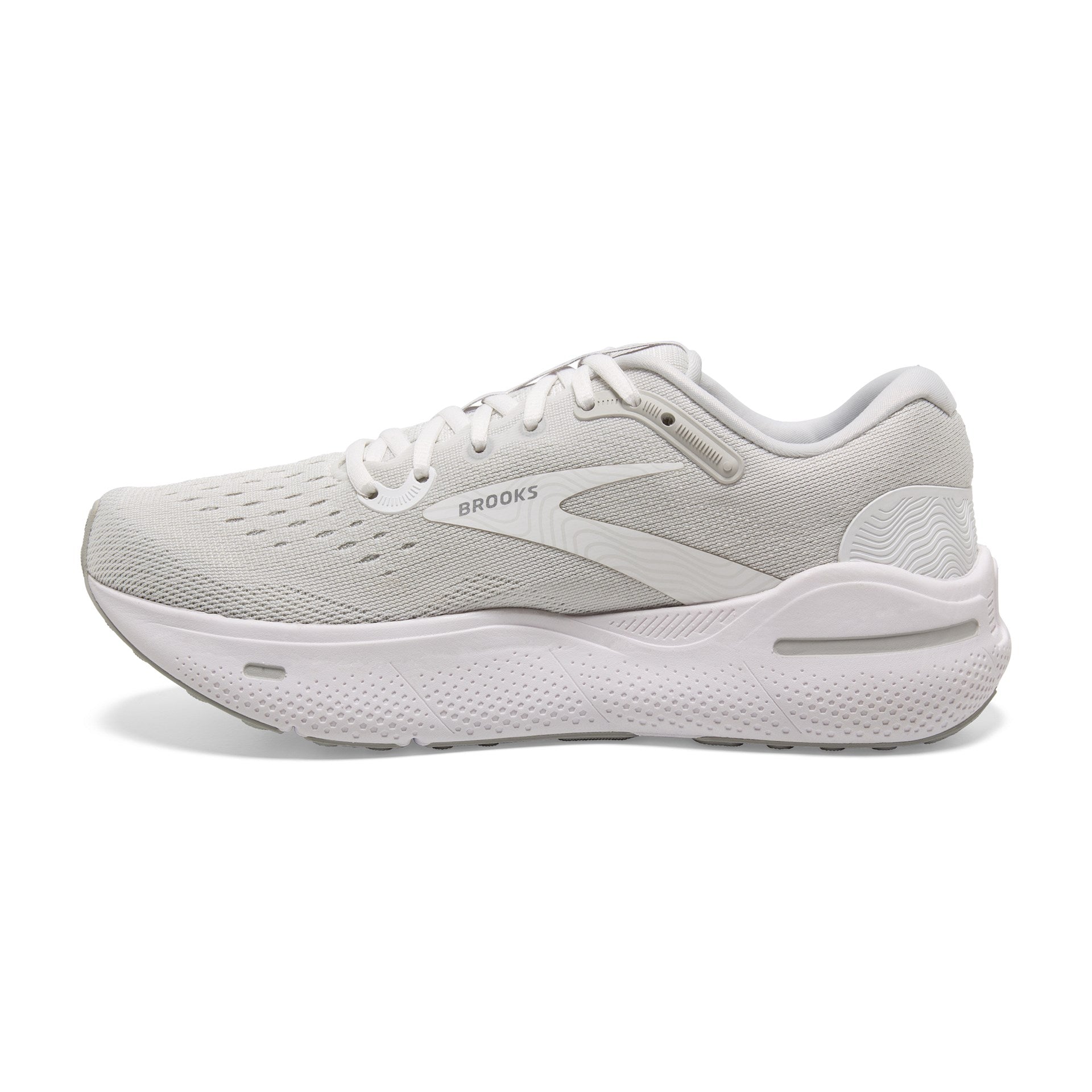 BROOKS MEN'S GHOST MAX - D - 124 WHITE/OYSTER/METALLIC SILVER 