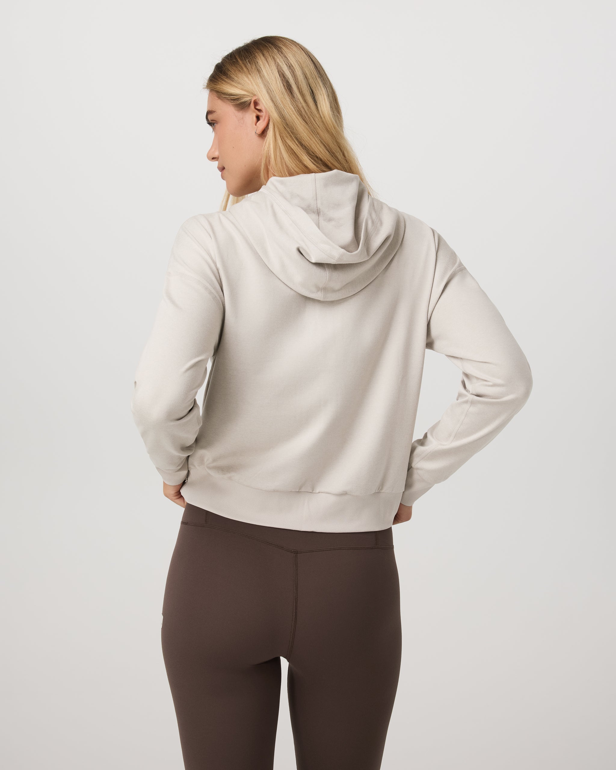 WOMEN'S HALO MODERN FULL ZIP HOODIE - ECRU HEATHER | Performance