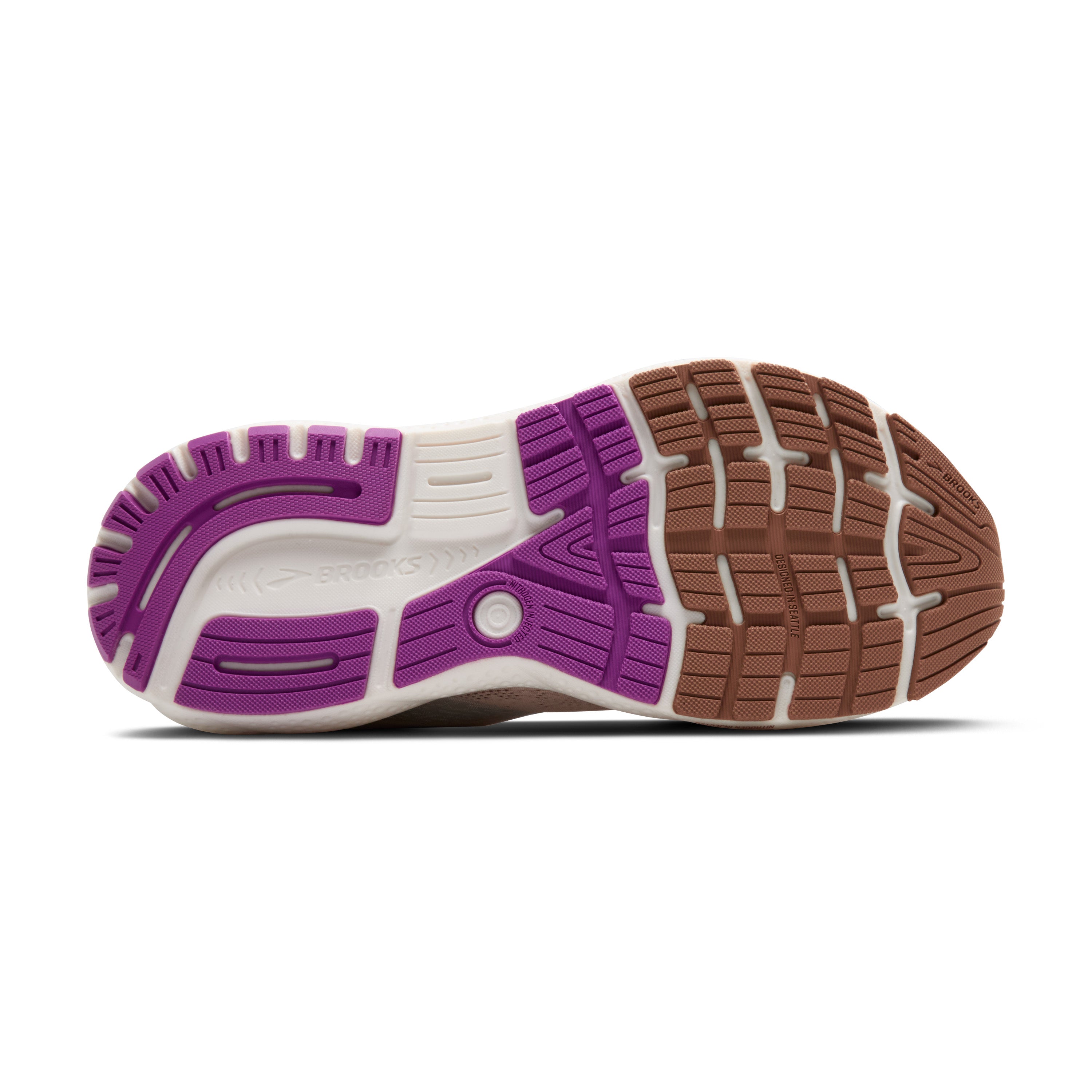 BROOKS WOMEN'S GHOST 16 - B - 251 ALMOND PEACH/COCONUT/PURPLE